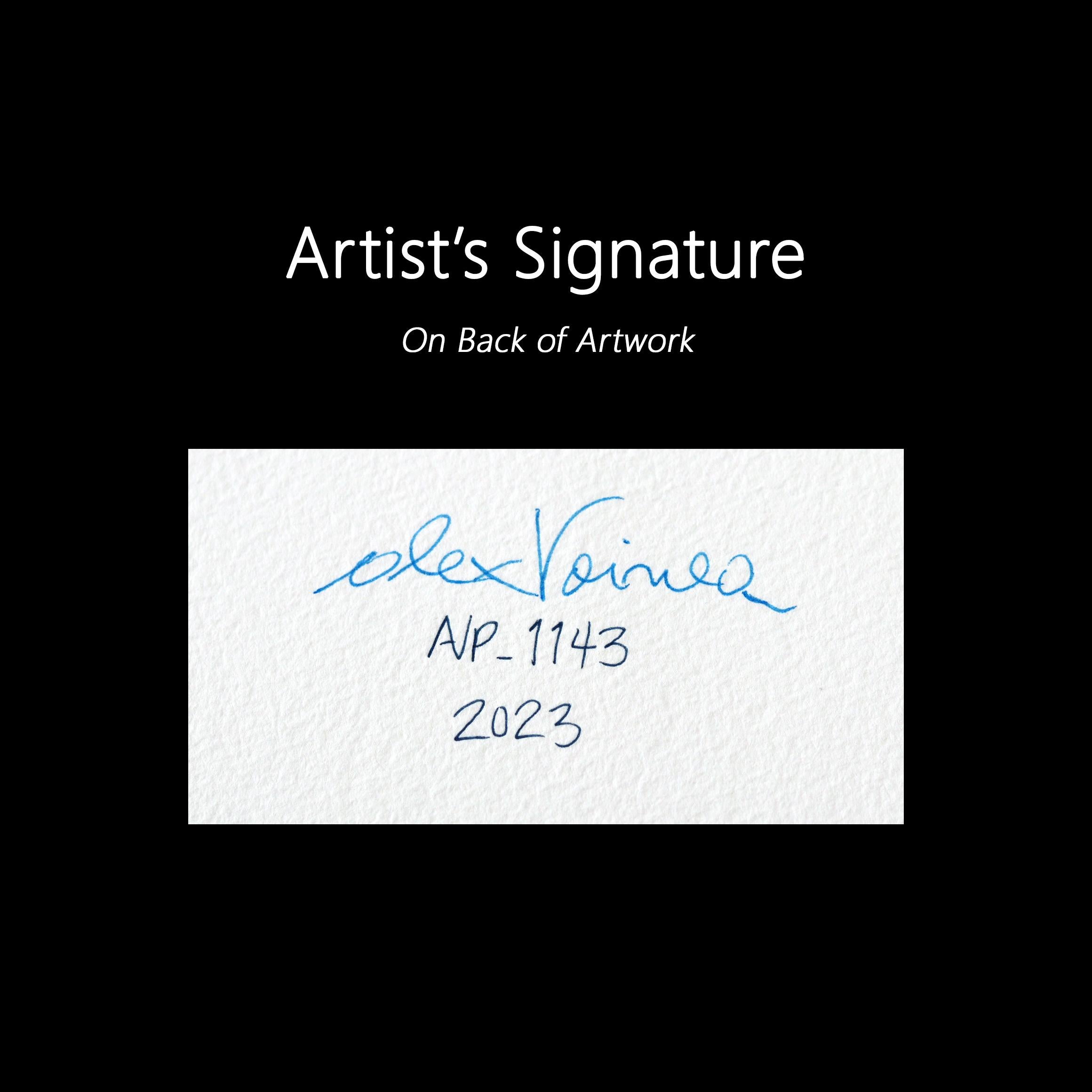 avp_1143 - Original Blue Cool Tone Zeitgenössische Abstrakte Malerei auf Papier im Angebot 2