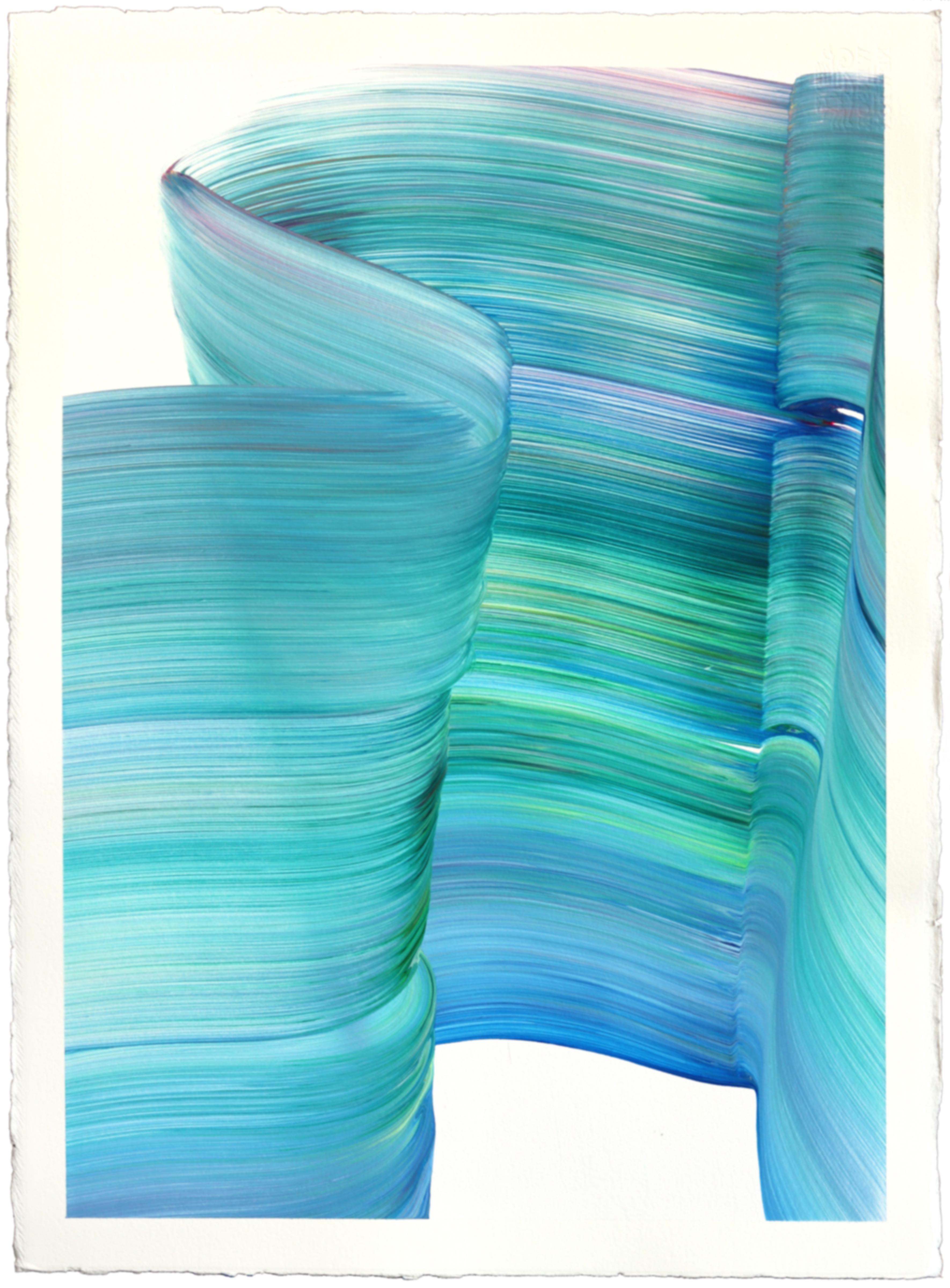 Alex Voinea Abstract Painting – avp_1143 - Original Blue Cool Tone Zeitgenössische Abstrakte Malerei auf Papier