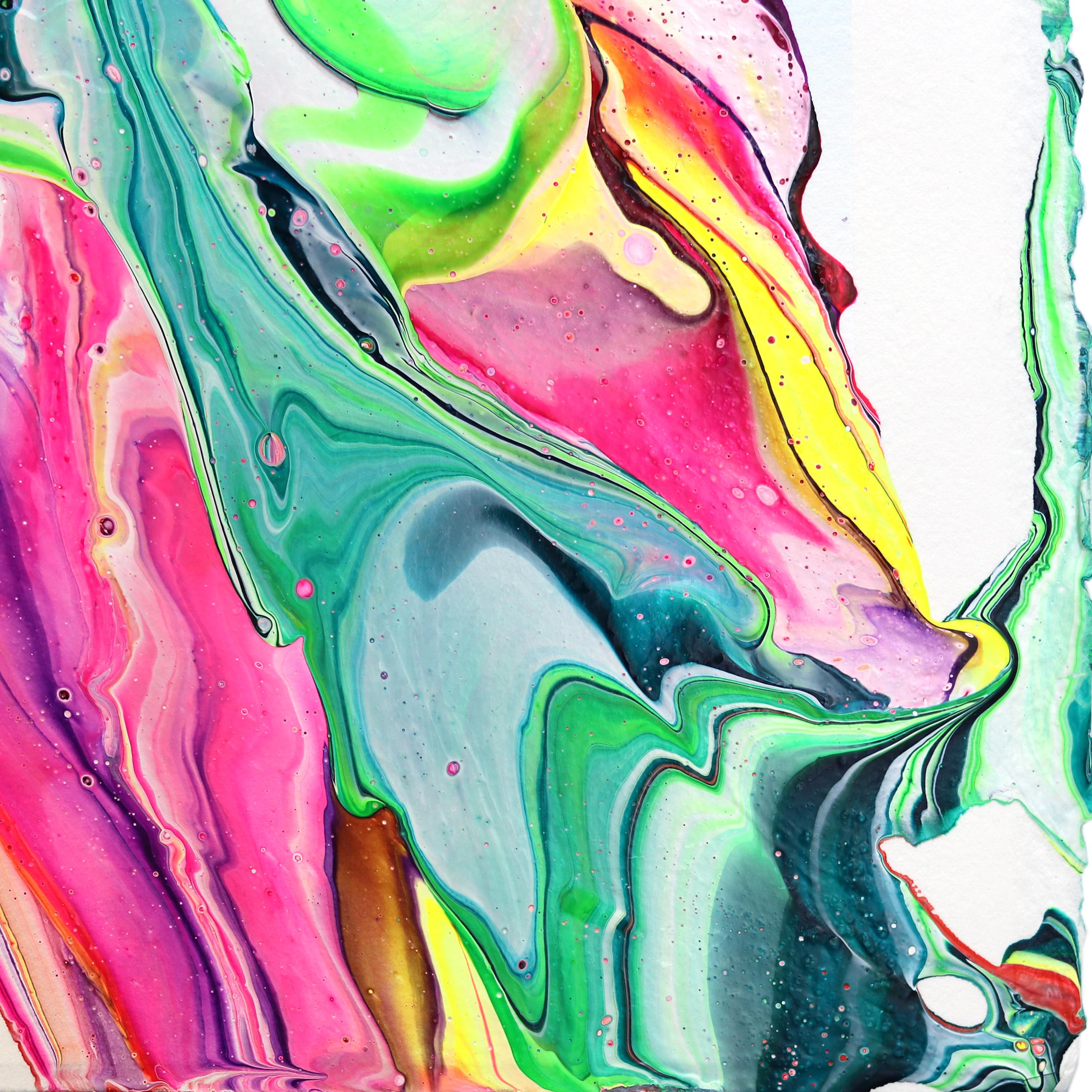avp_1162 - Colorful Textured Original Contemporary Abstract Painting on Paper For Sale 4