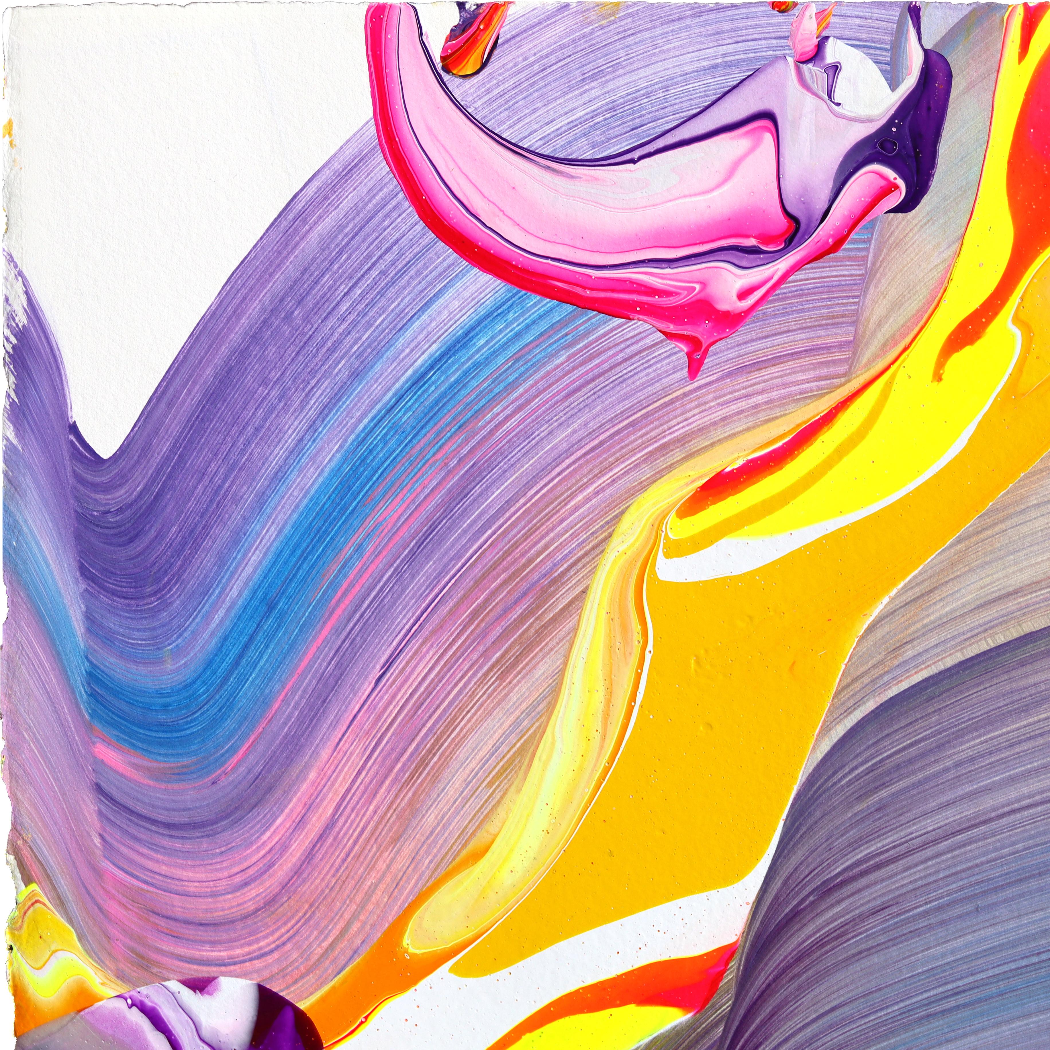 avp_1219 - Original Color Drenching Contemporary Abstract Painting on Paper For Sale 1