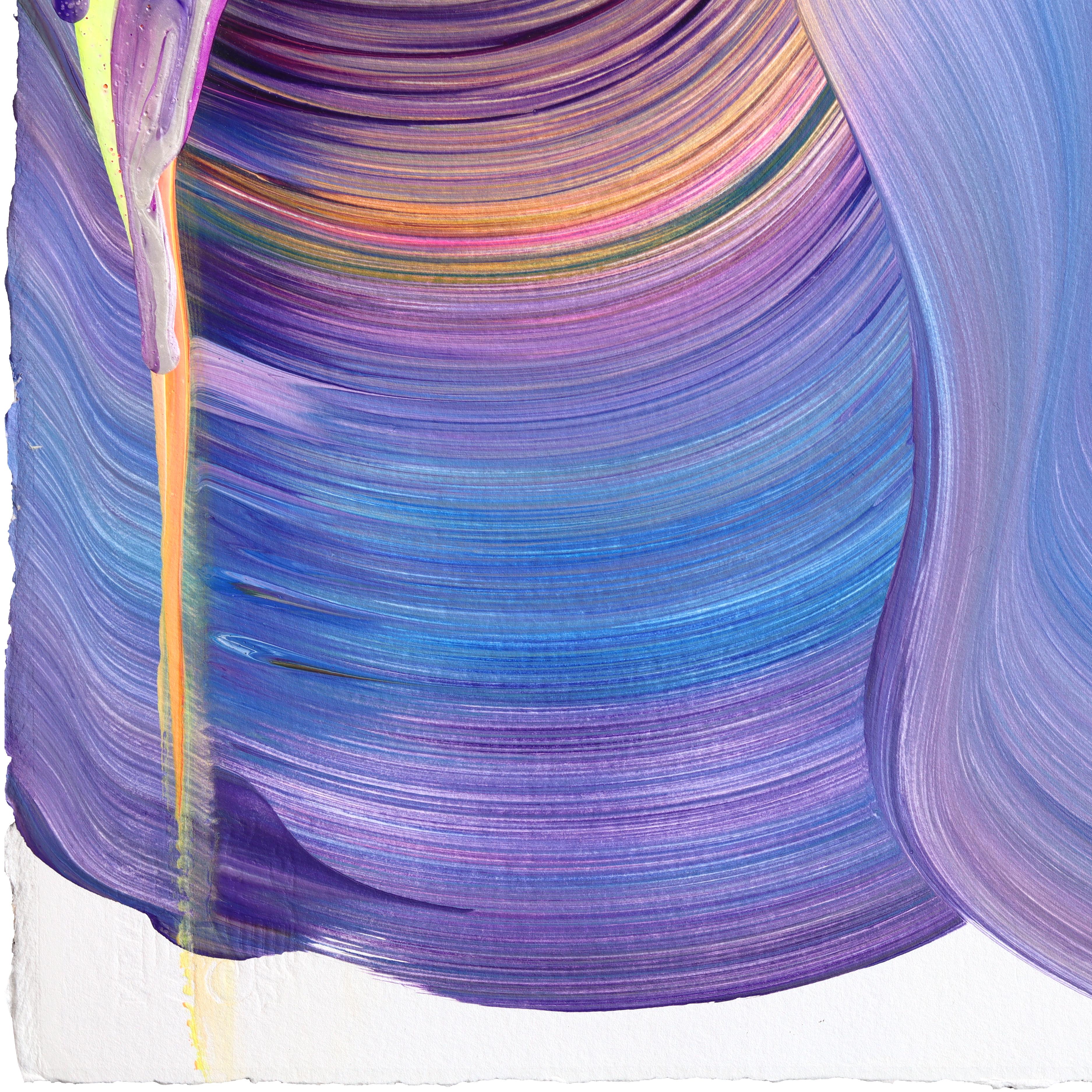 avp_1219 - Original Color Drenching Contemporary Abstract Painting on Paper For Sale 3