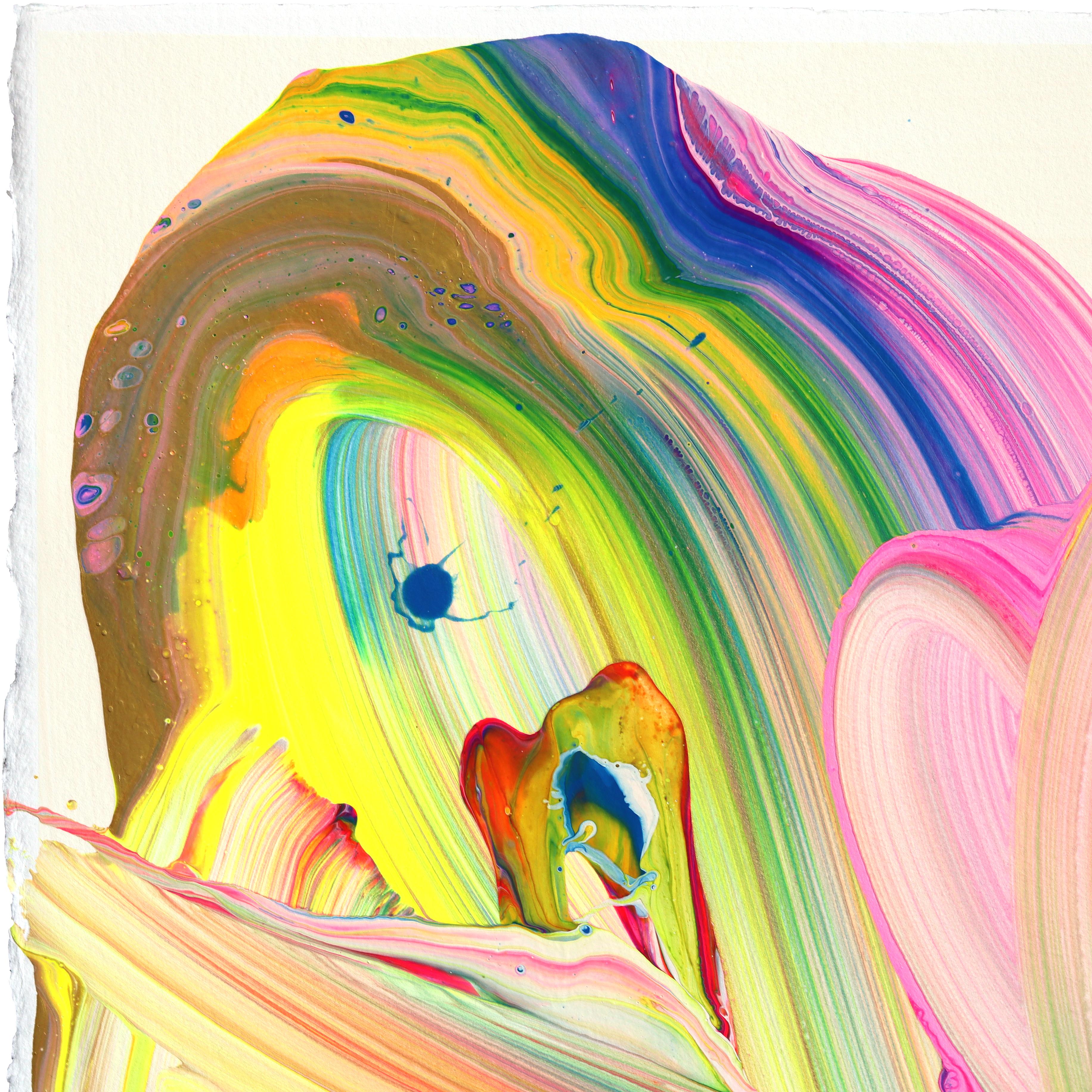 avp_1222 - Original Color Drenched Contemporary Abstract Painting on Paper For Sale 1