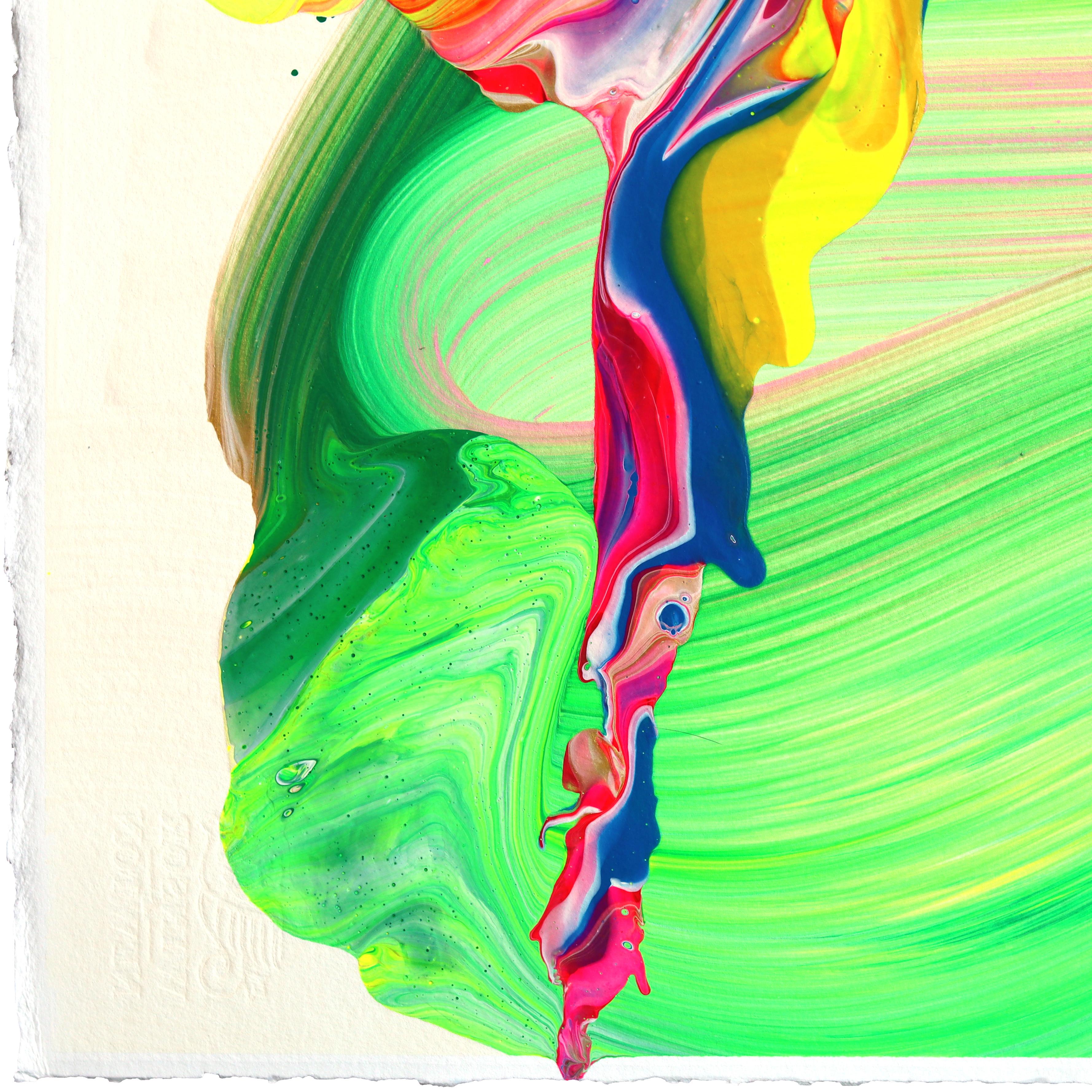 avp_1222 - Original Color Drenched Contemporary Abstract Painting on Paper For Sale 3