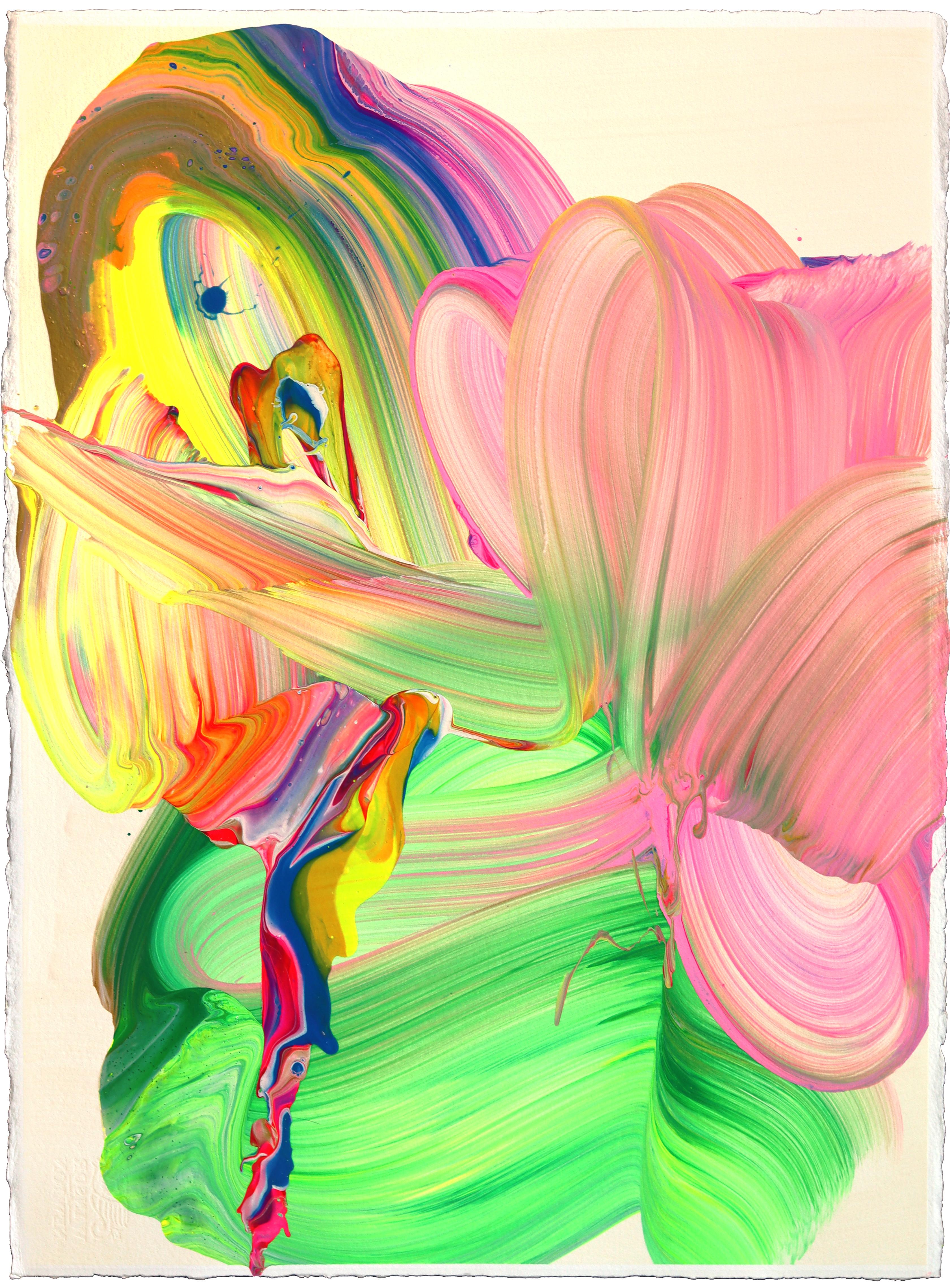 avp_1222 - Original Color Drenched Contemporary Abstract Painting on Paper - Art by Alex Voinea