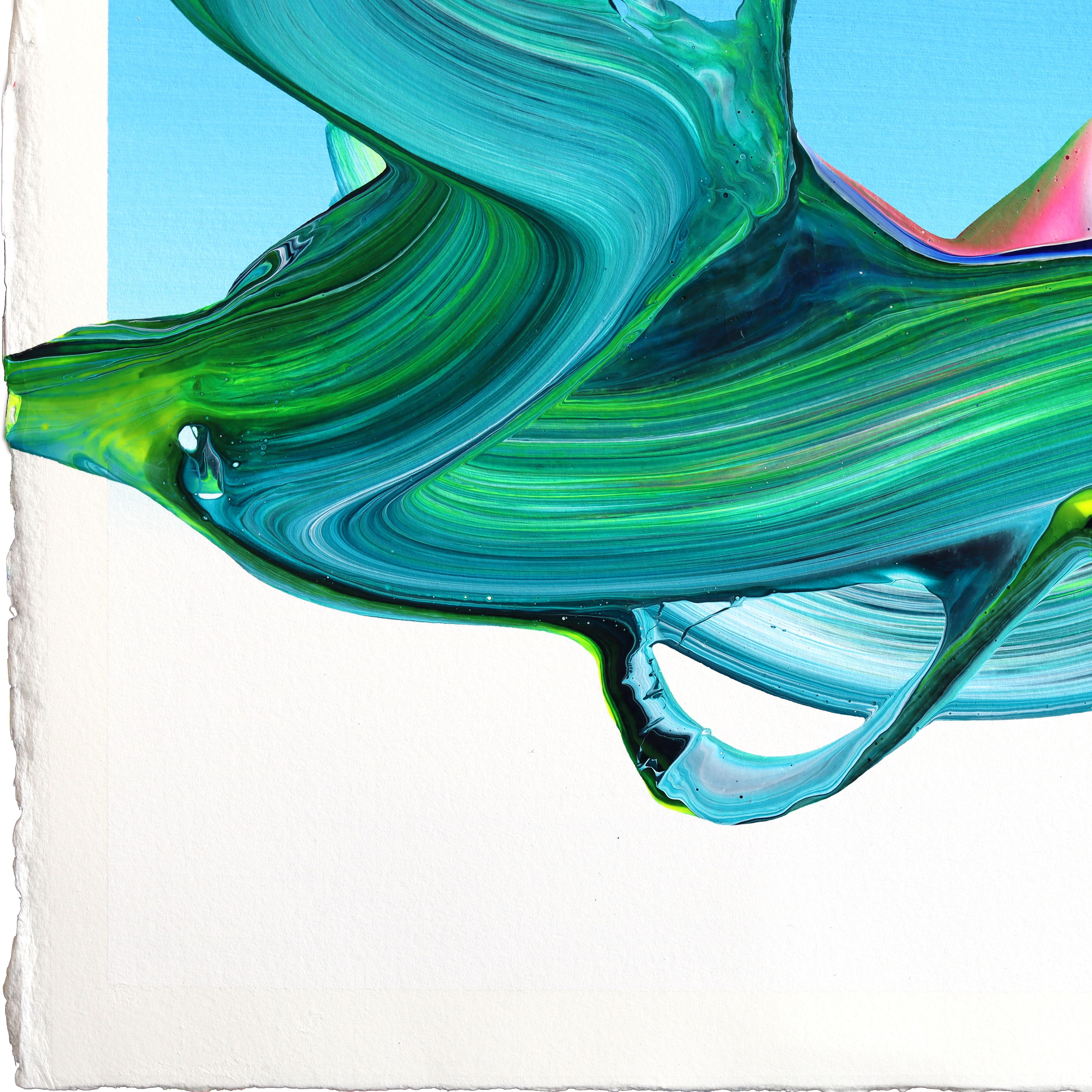 avp_1380 - Original Color Drenching Contemporary Abstract Painting on Paper For Sale 2