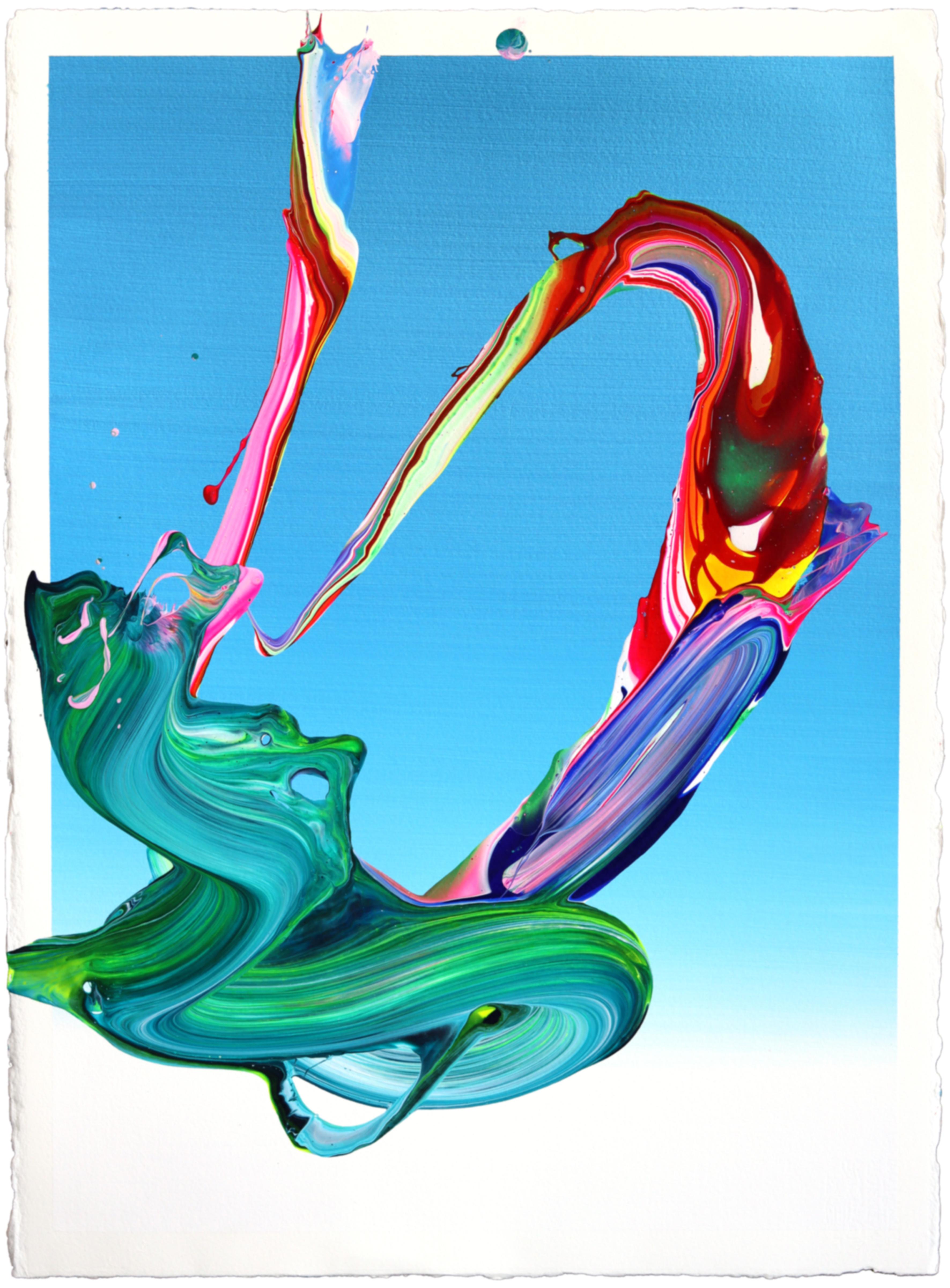 avp_1380 - Original Color Drenching Contemporary Abstract Painting on Paper