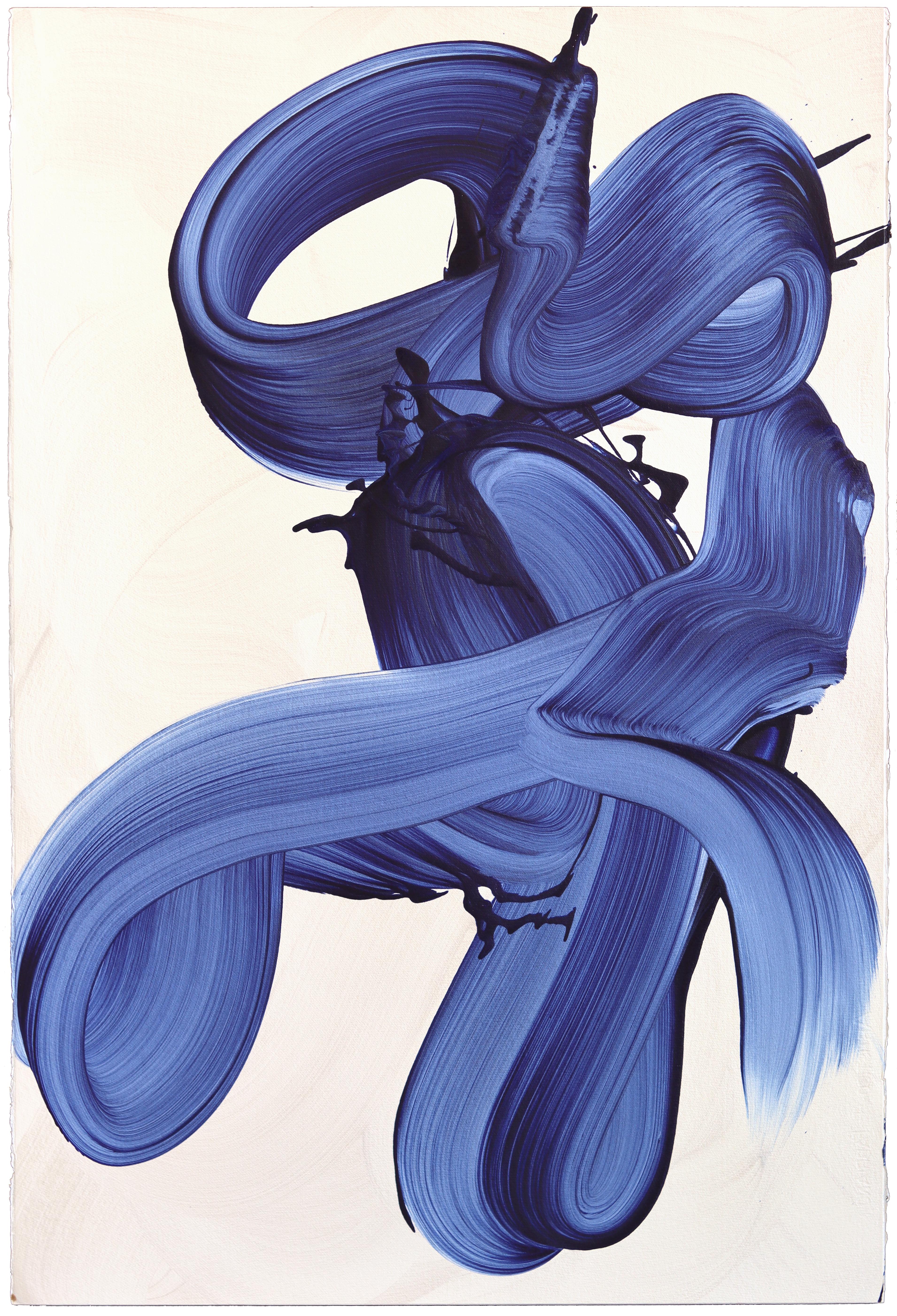 avp_1412 - Original Abstract Deep Blue Tone Contemporary Painting on Paper