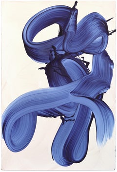 avp_1412 - Original Abstract Deep Blue Tone Contemporary Painting on Paper