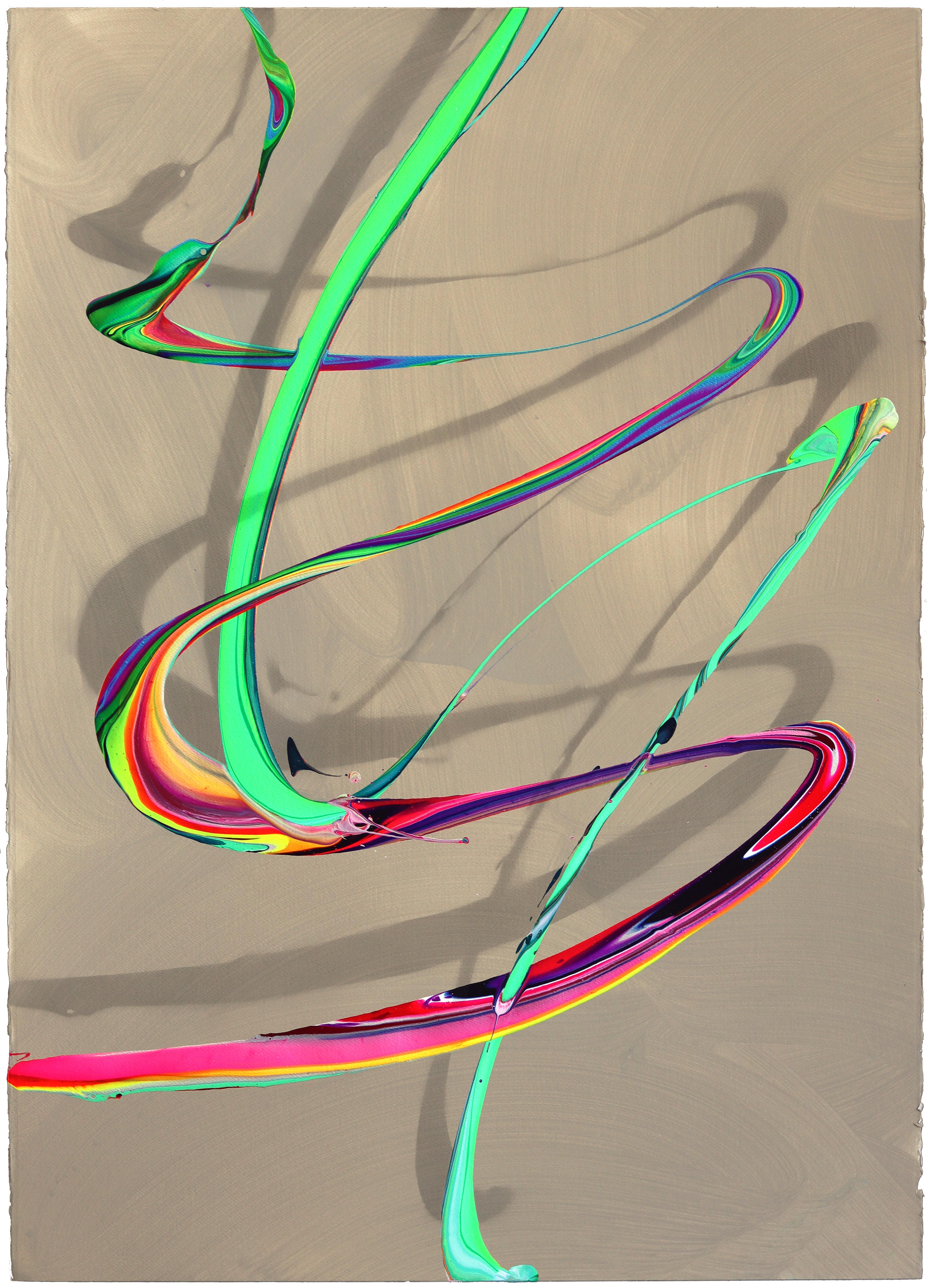 avp_1454 - Expressive Color Drenched Abstract Contemporary Painting on Paper