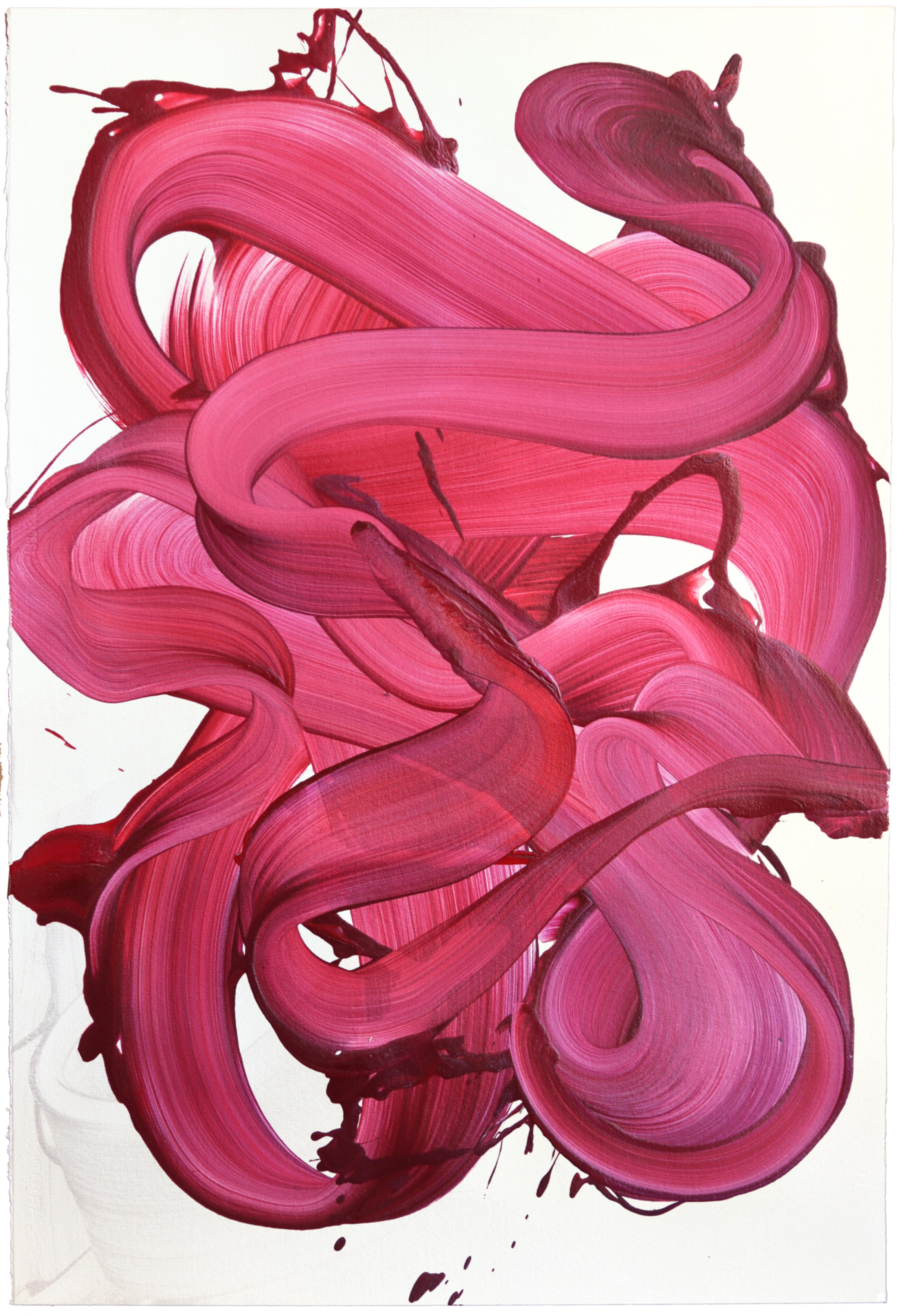 Alex Voinea Abstract Painting - avp_1519 - Original Abstract Deep Magenta Tone Contemporary Painting on Paper
