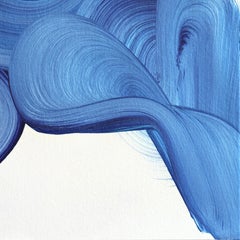 avp_1521 - Pintura Contemporánea Original Abstracta Tono Azul Vibrante sobre Papel