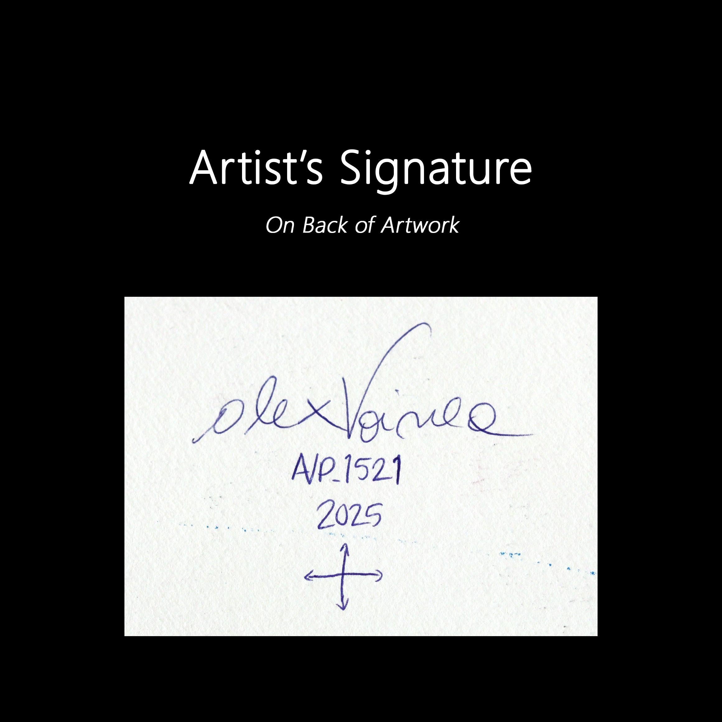 avp_1521 - Pintura Contemporánea Original Abstracta Tono Azul Vibrante sobre Papel en venta 3