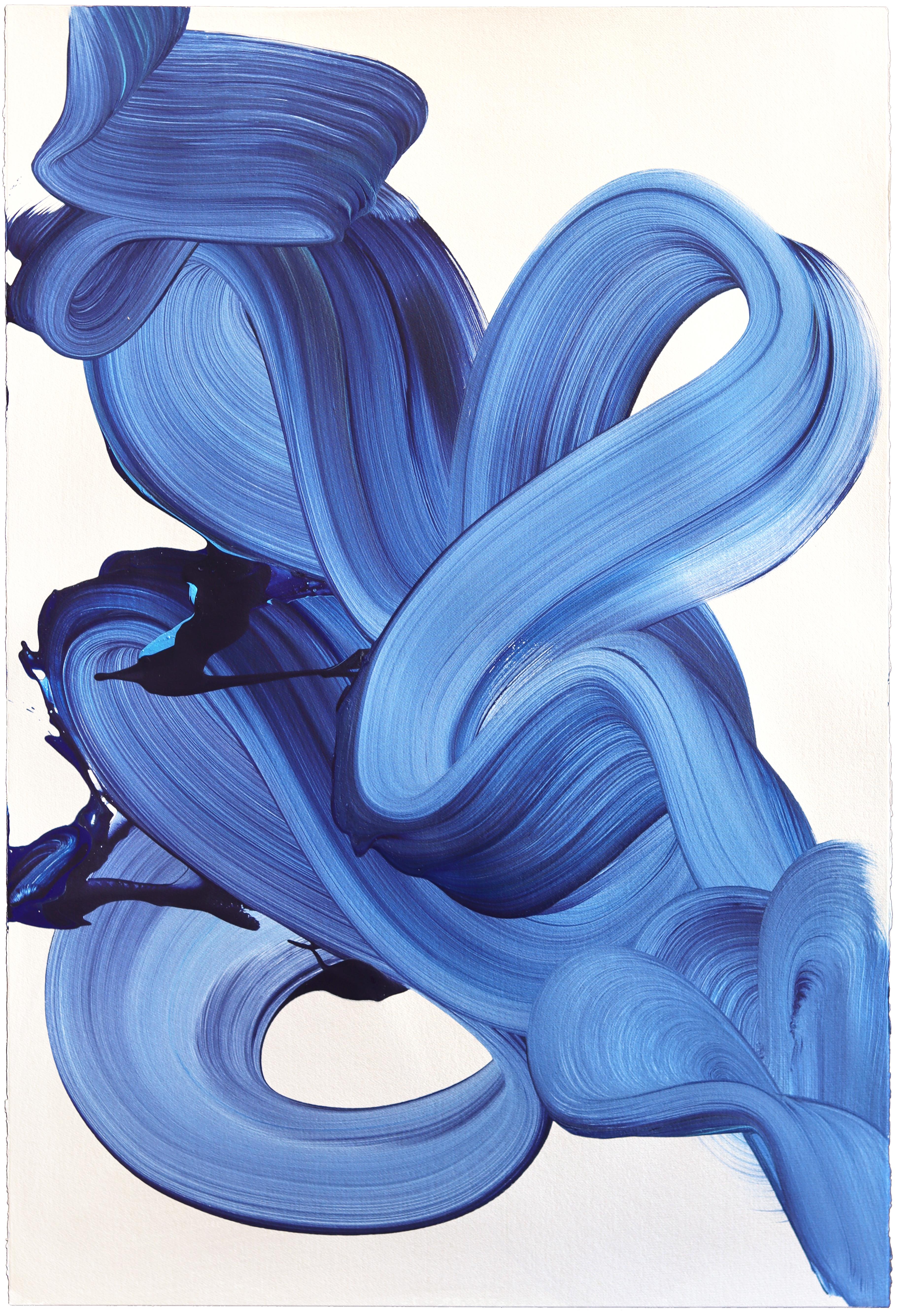 avp_1521 - Original Abstract Vibrant Blue Tone Contemporary Painting on Paper