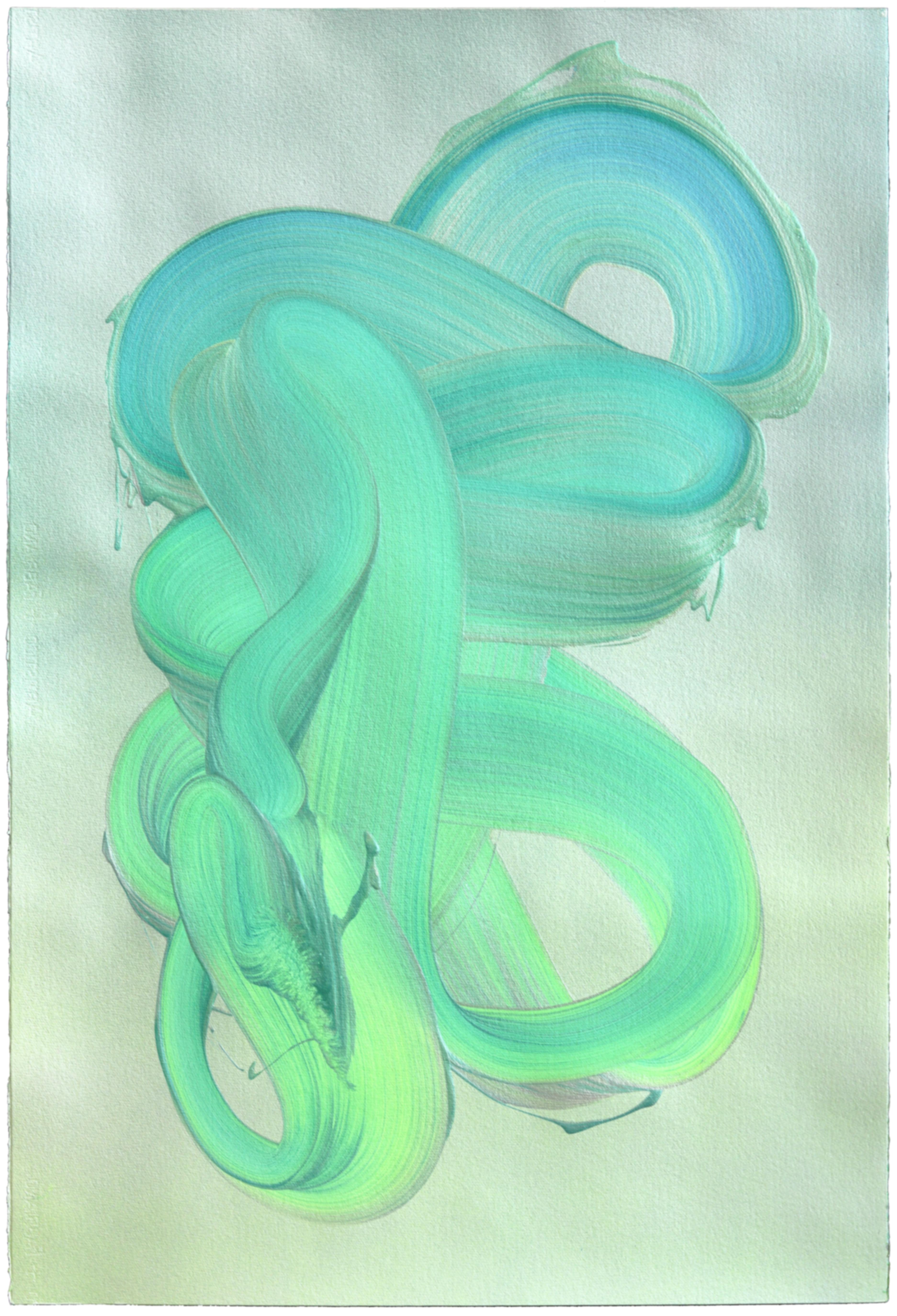 avp_1534 - Expressive Blue and Green Abstract Contemporary Painting on Paper