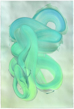 Alex Voinea - avp_1534 - Expressive Blue and Green Abstract Contemporary Painting on Paper avp_1534 - Expressive Blue and Green Abstract Contemporary Painting on Paper