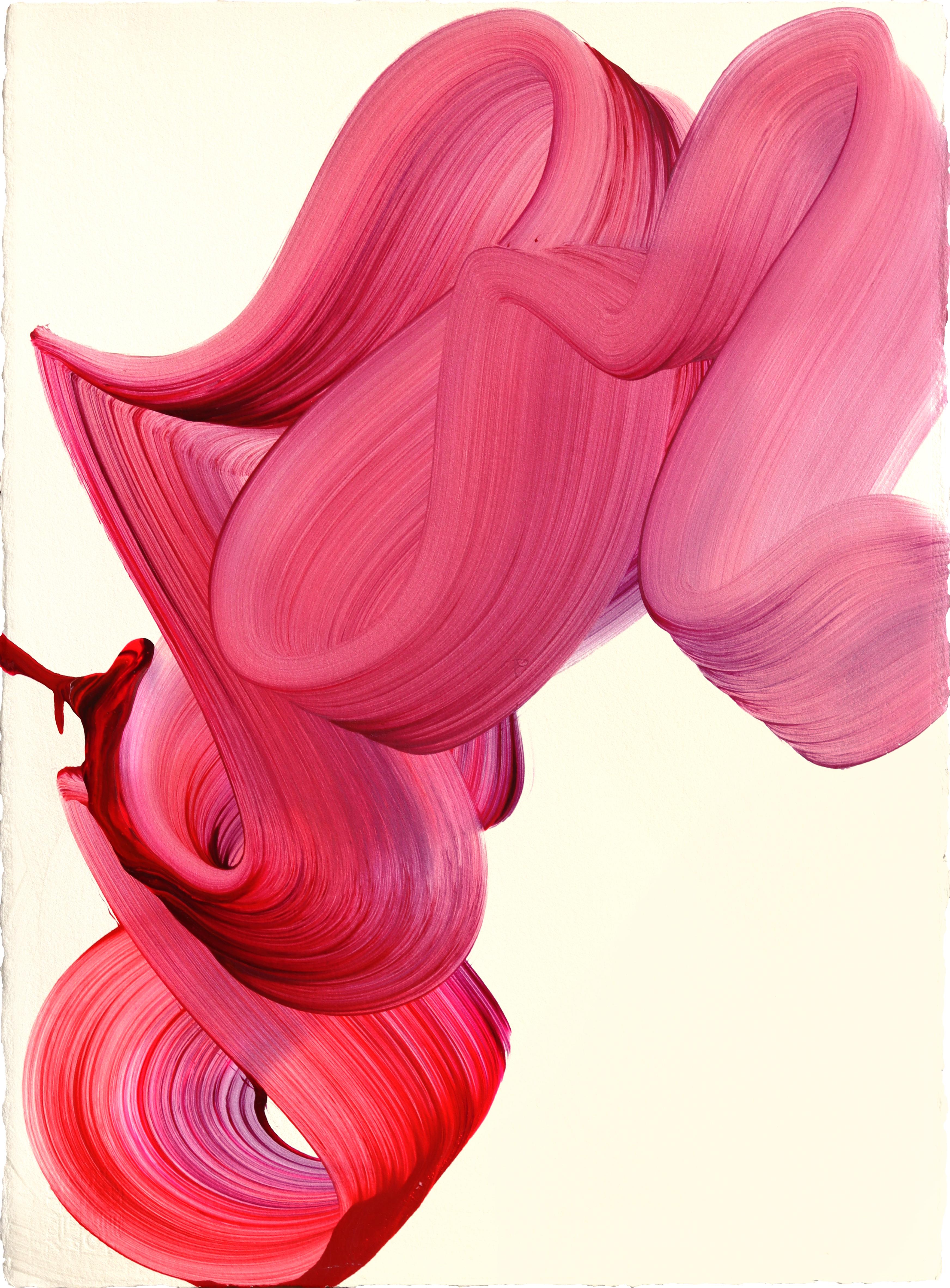 avp_1555 - Original Abstrakte Magenta Tone Zeitgenössische Malerei auf Papier