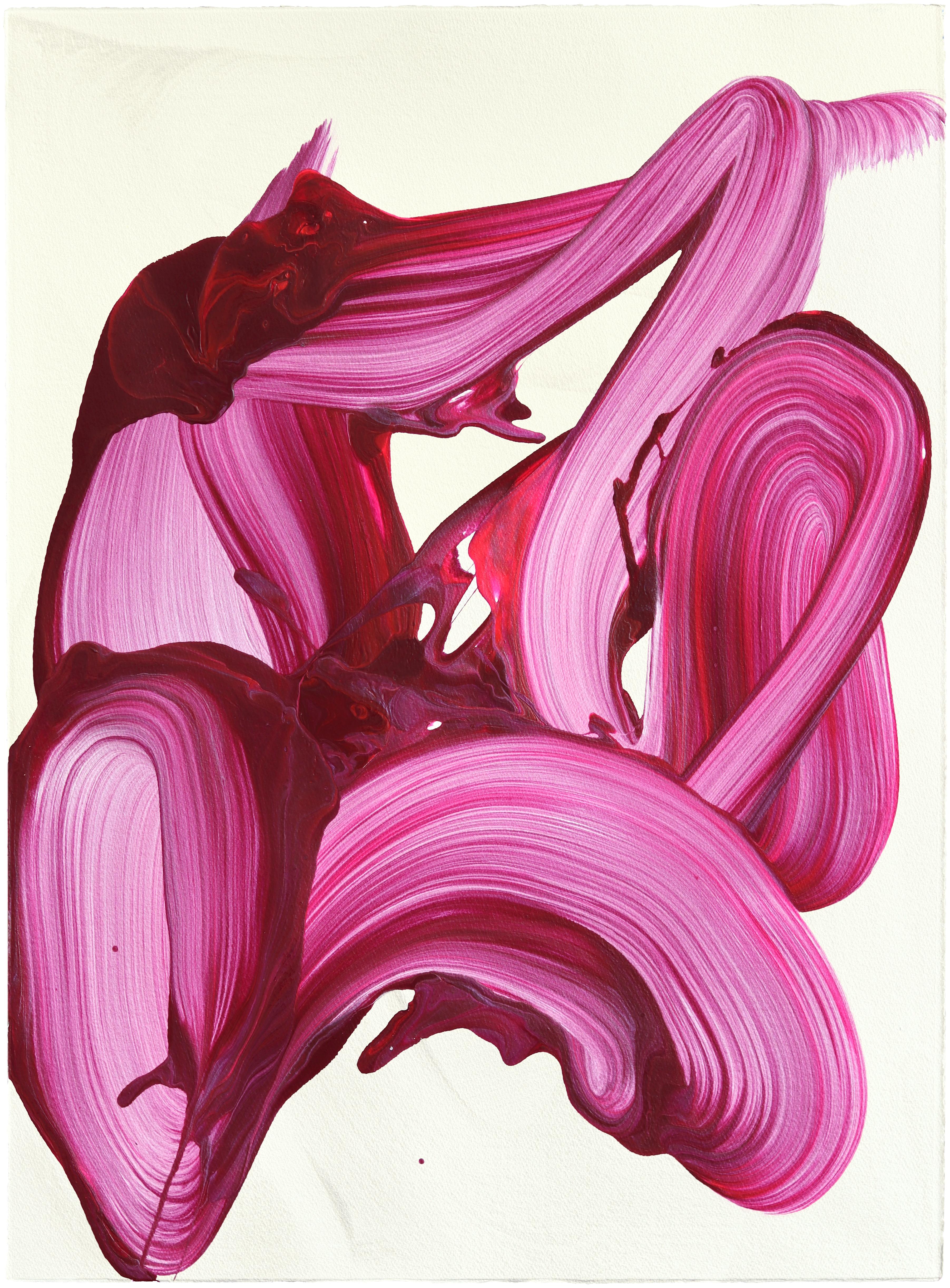 avp_1618 - Original Abstrakte Magenta Tone Zeitgenössische Malerei auf Papier