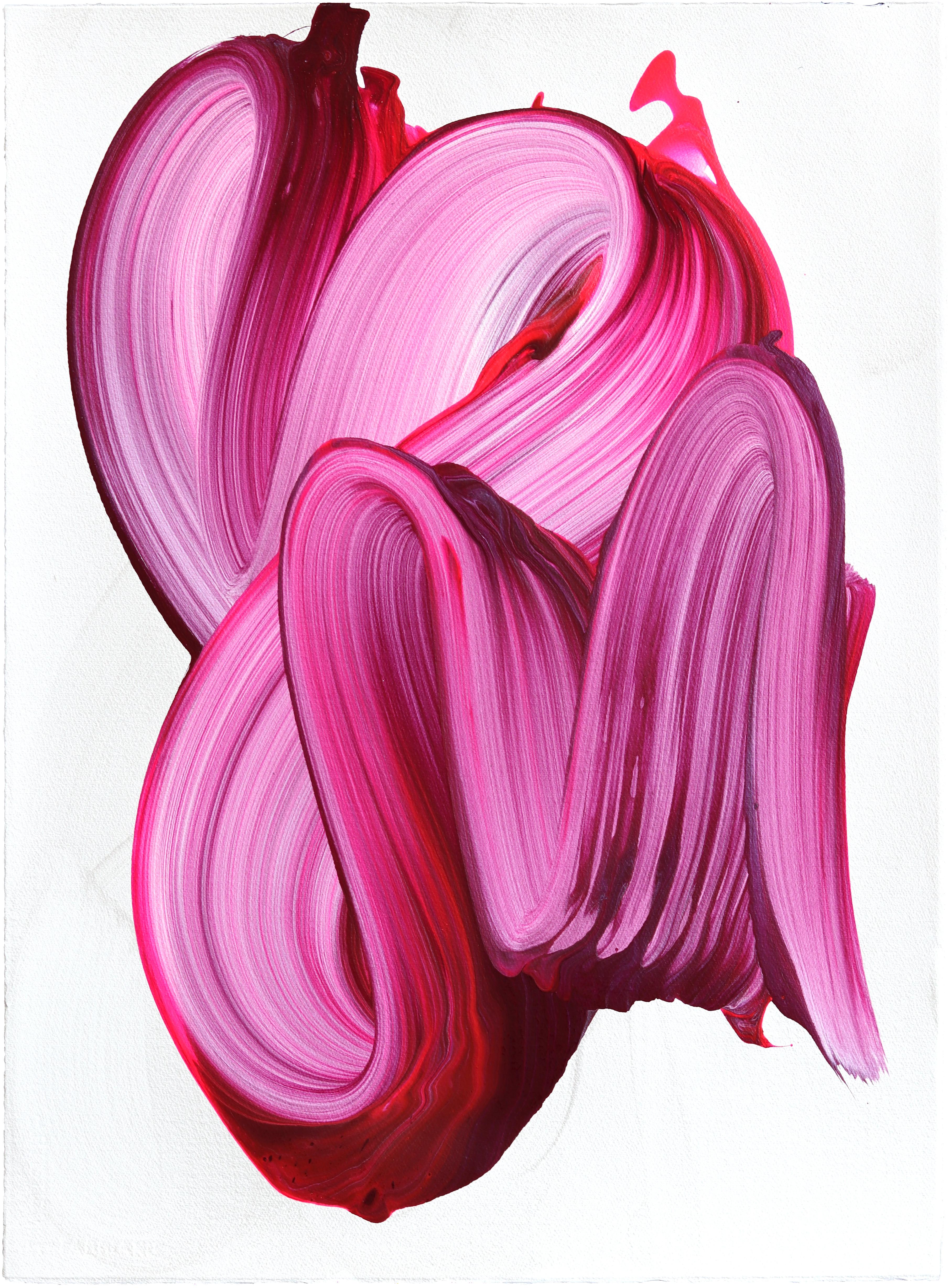 avp_1619 - Original Abstrakt Lila Ton Zeitgenössische Acrylmalerei auf Papier – Art von Alex Voinea
