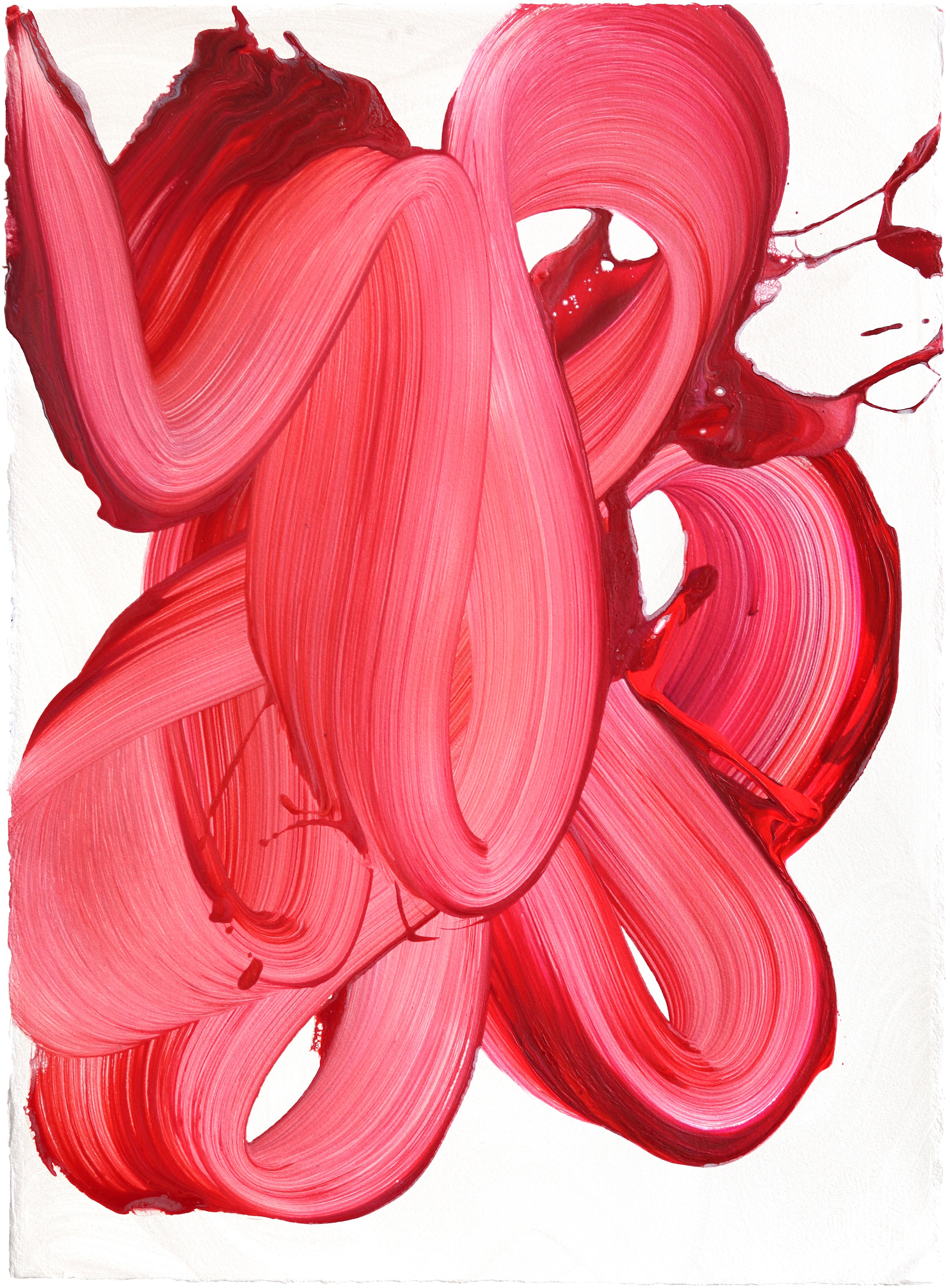 avp_1628 - Original Abstract Red Tone Contemporary Acrylic Painting on Paper