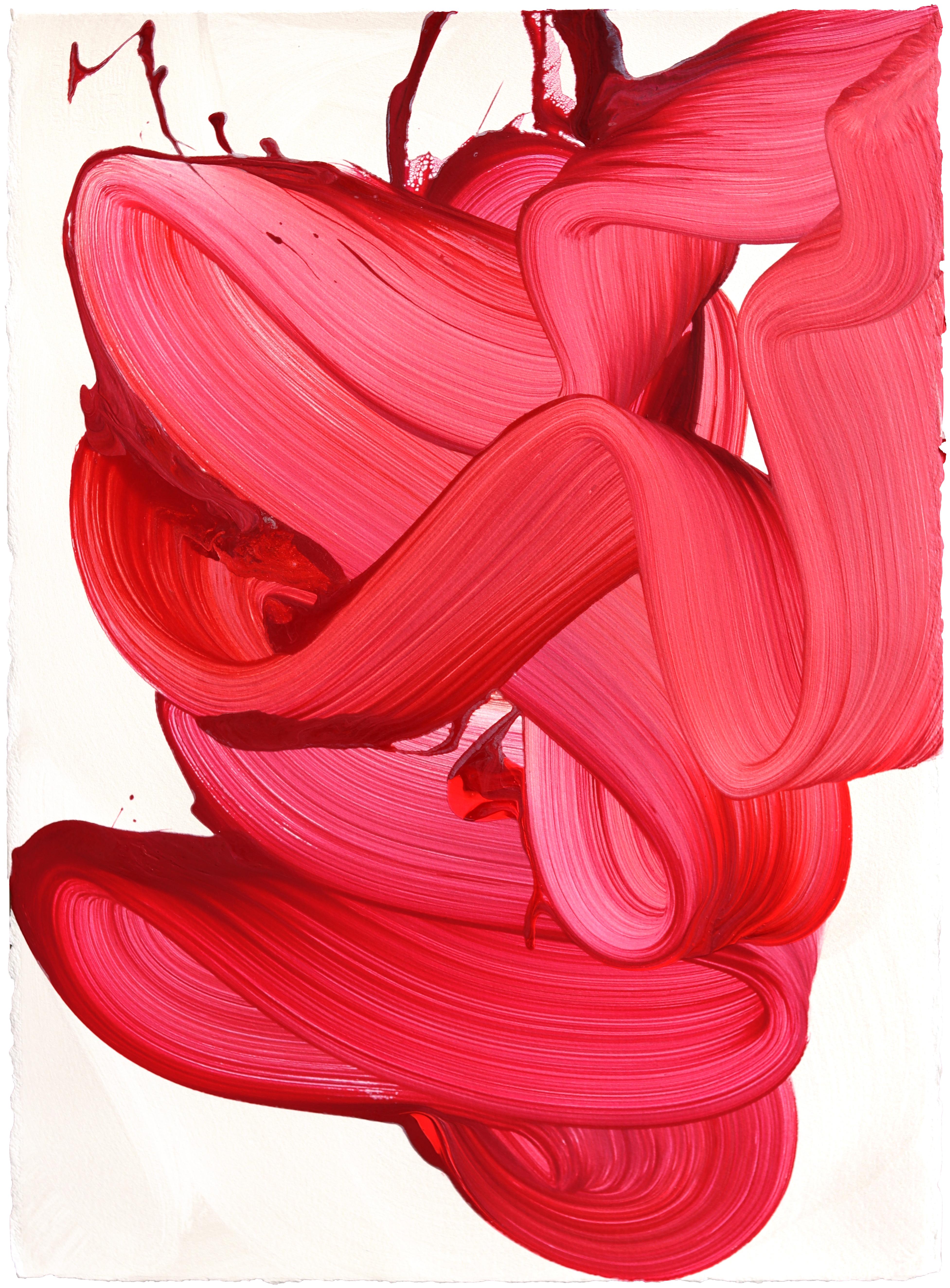 avp_1633 - Original Abstract Red Tone Contemporary Acrylic Painting on Paper