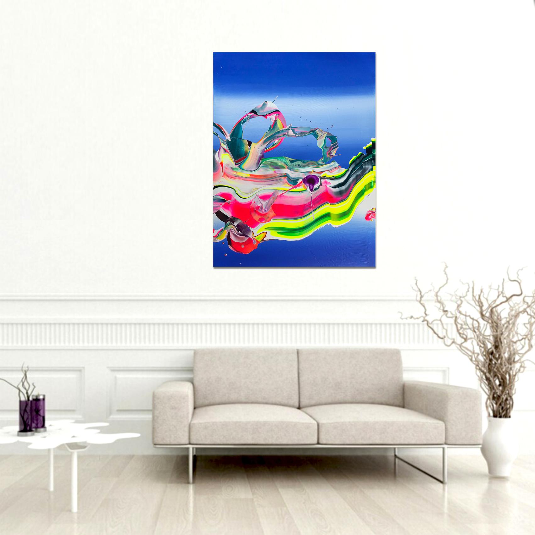 Blue Energy by Alex Voinea - Bold Neon_Abstract contemporary colorful painting 1