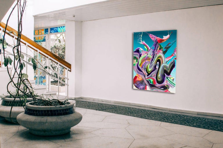 Alex Voinea Turquoise Energy By Alex Voinea Colorful Contemporary Abstract Painting No 407 For Sale At 1stdibs