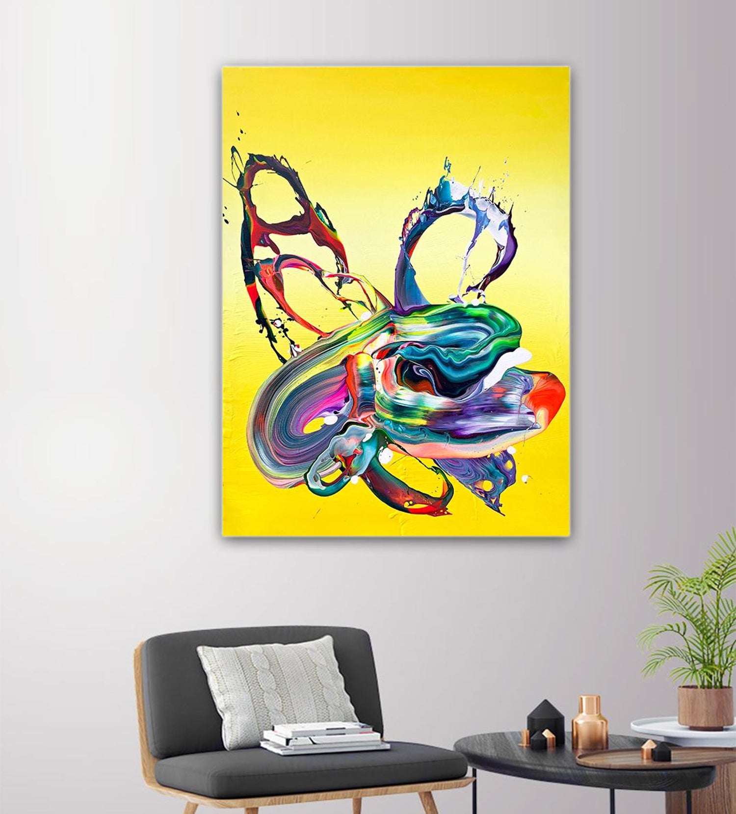 Yellow Flow Abstract Colorful Painting By Alex Voinea No 455