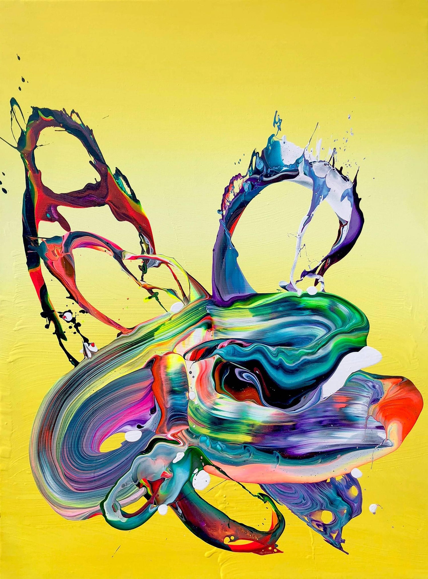 Yellow Flow Abstract Colorful Painting By Alex Voinea No 455