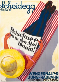 "Scheidegg - Jungfraujoch Ski Into May!" Original Vintage Ski Poster