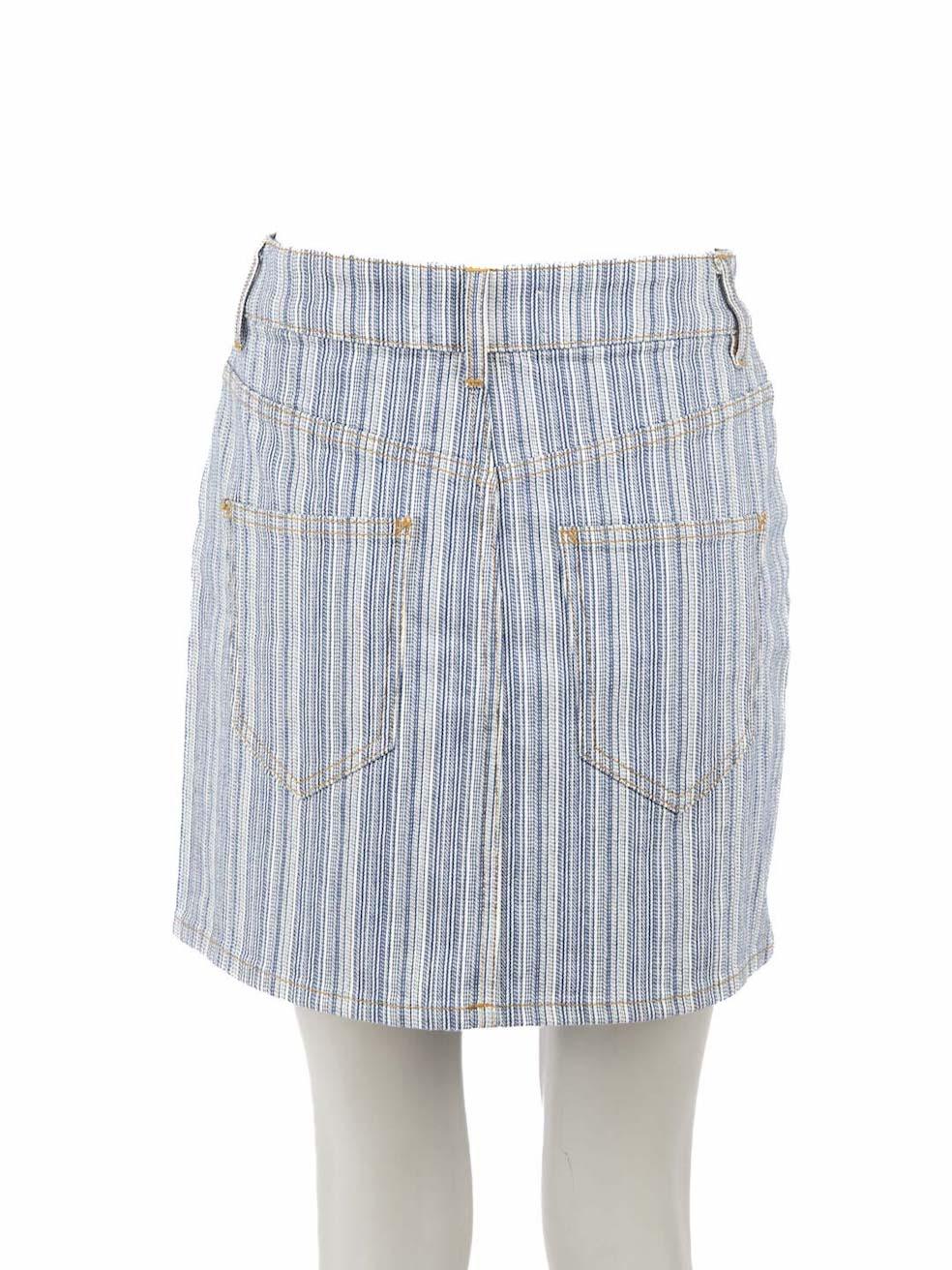 Gray Alexa Chung Blue Denim Striped Mini Skirt Size S For Sale