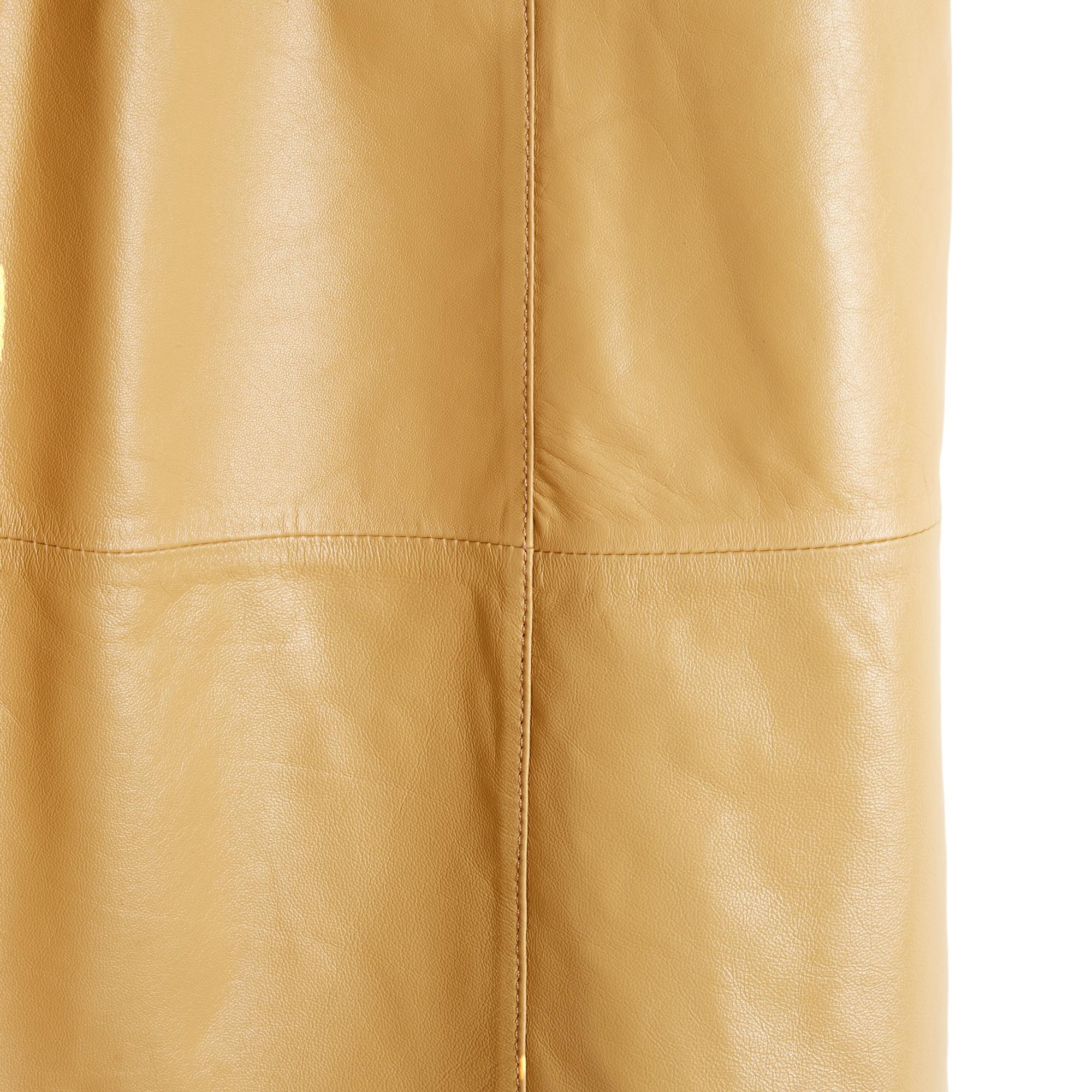 Donna Alexa Chung Jupe Cuir FR36 Beige Pelle Bourgoisie Gonna di media lunghezza UK8 US6 in vendita