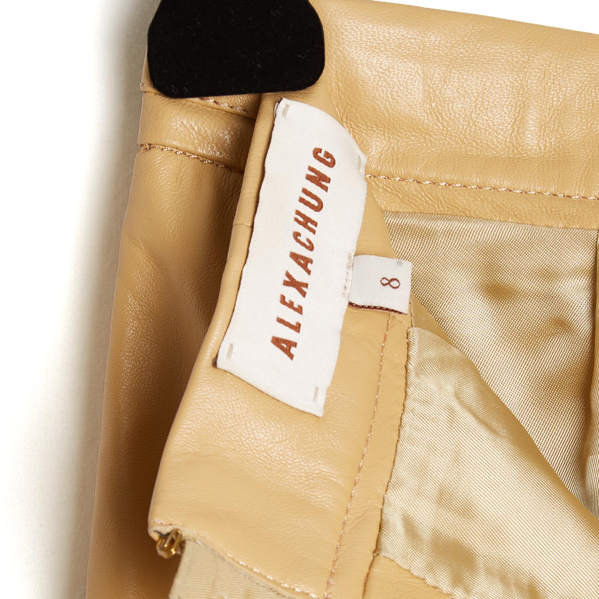 Alexa Chung Jupe Cuir FR36 Beige Pelle Bourgoisie Gonna di media lunghezza UK8 US6 in vendita 1