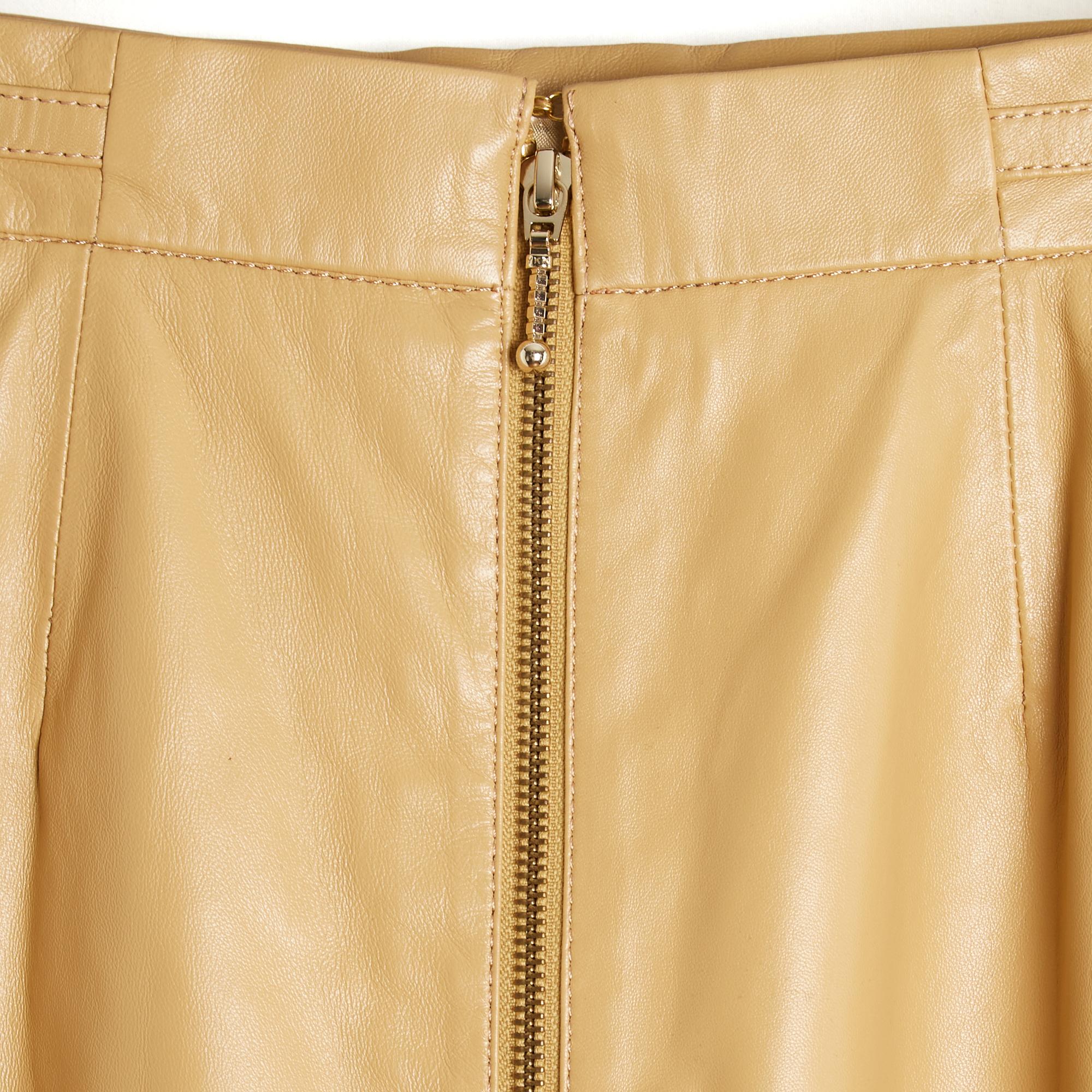 Alexa Chung Jupe Cuir FR36 Beige Pelle Bourgoisie Gonna di media lunghezza UK8 US6 in vendita 2