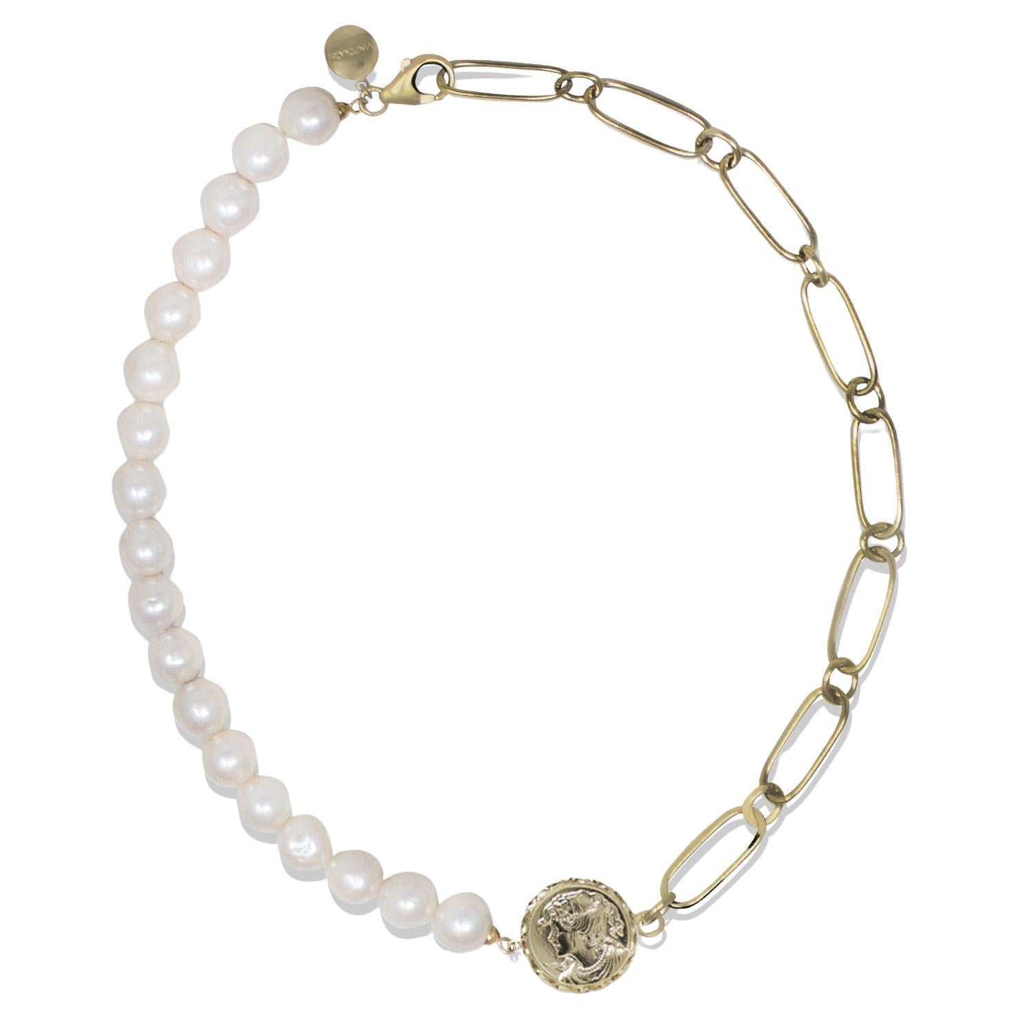Alexa Gold Vermeil Pearl Necklace For Sale