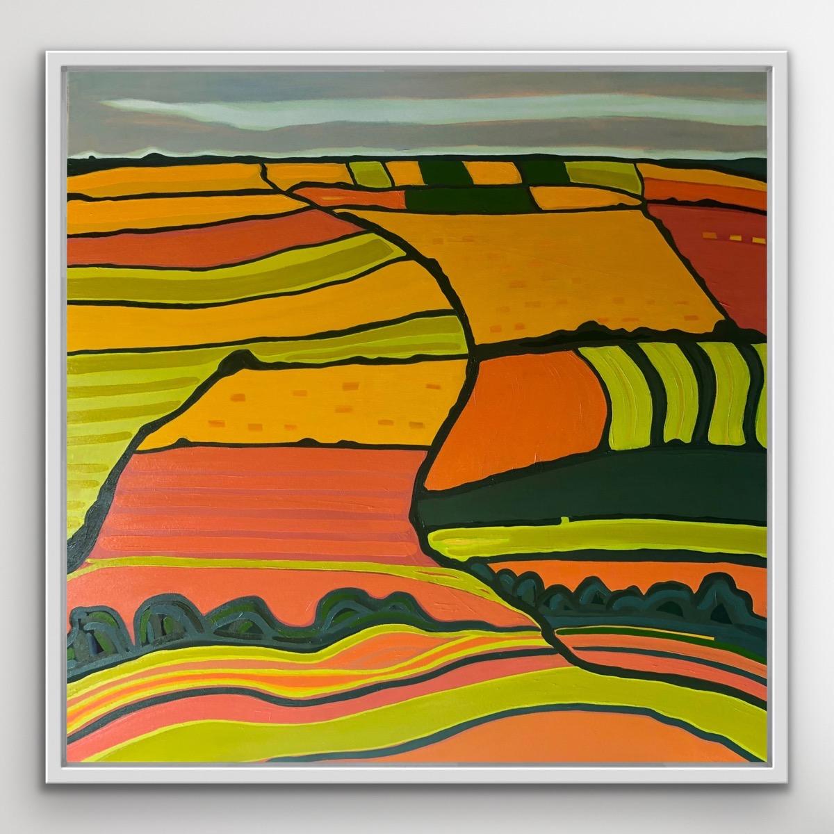 Rolling Hill no.3, Original painting, Landscape art, Abstract, Nature, Meadows - Modern Painting by Alexa Roscoe
