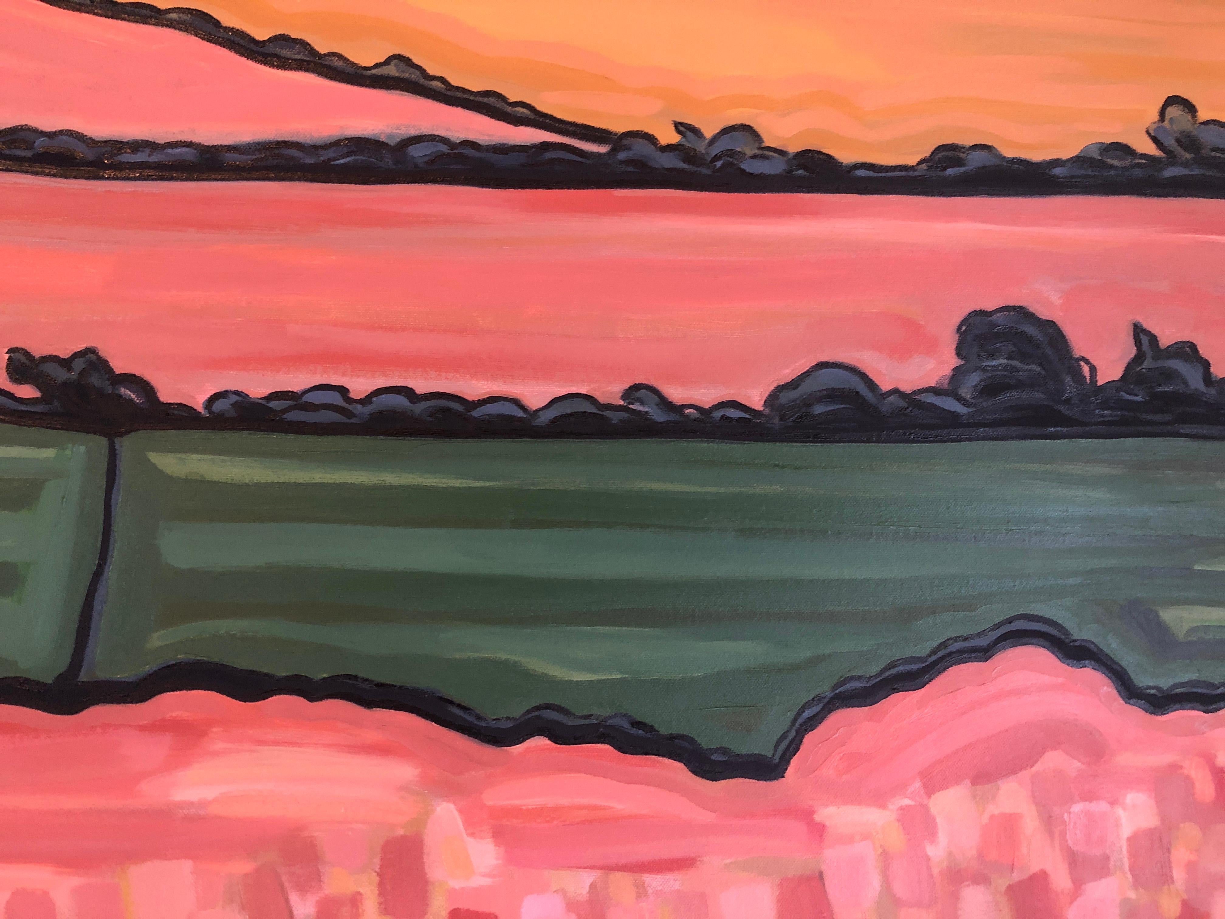 Devon Hille no. 1 è un dipinto a olio originale dell'artista Alexa Roscoe. Questo quadro cattura una vista serena e allo stesso tempo vibrante della campagna, offrendo uno scorcio del paesaggio che si dispiega durante le passeggiate con mio fratello