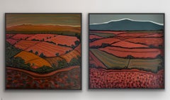 « Devon Hills n° 3 » et « Walking in Devon n° 3 », diptyque, abstrait, contemporain