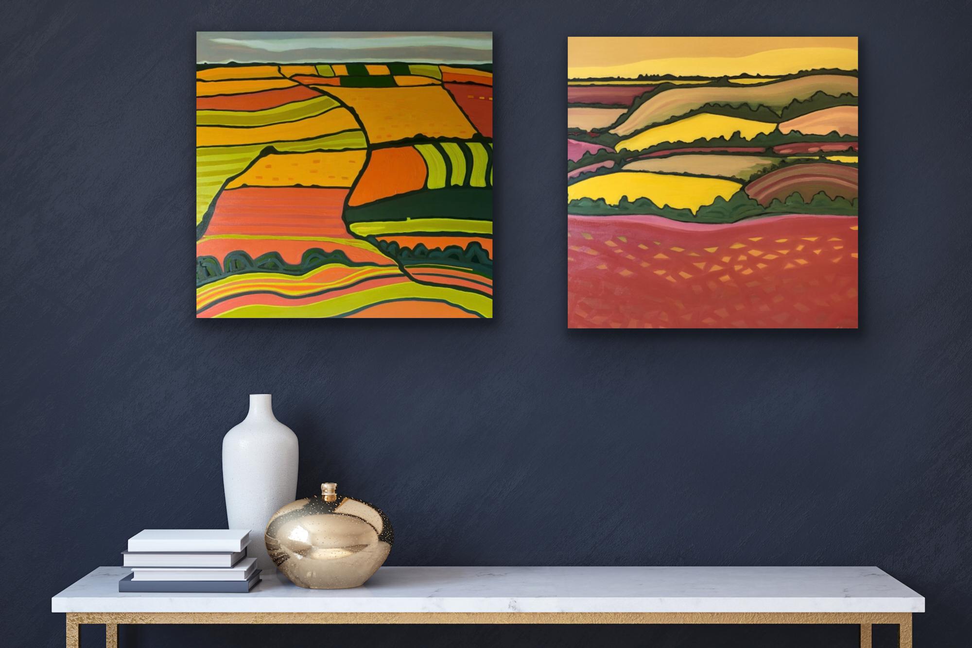 Alexa Roscoe Still-Life Painting - Fields of Joy no.1 and Rolling Hill no.3