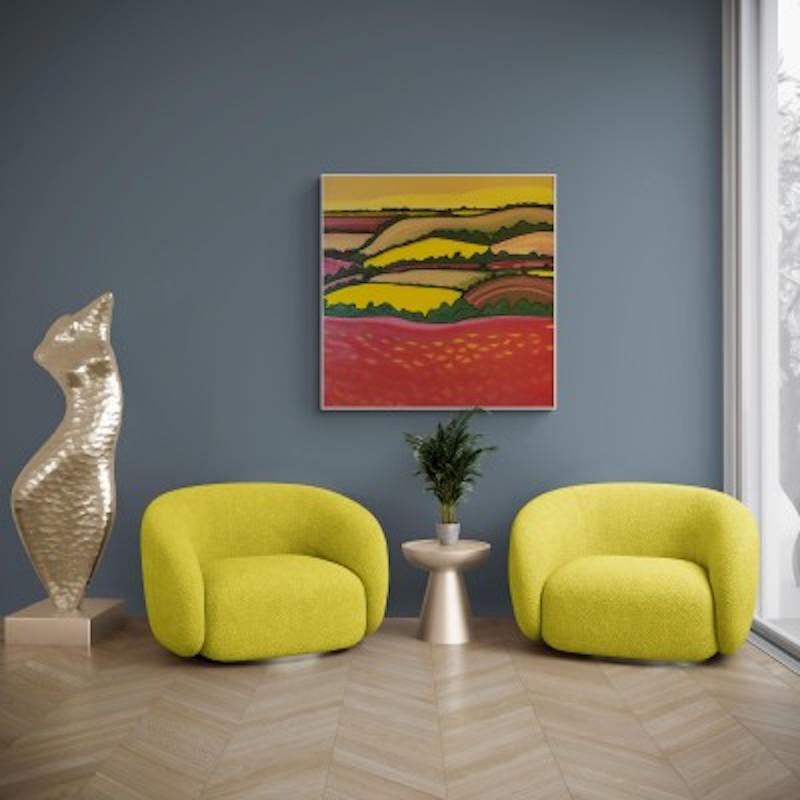 Fields of Joy no.1, Original painting, Landscape, Impressionism, Bold art, field For Sale 2