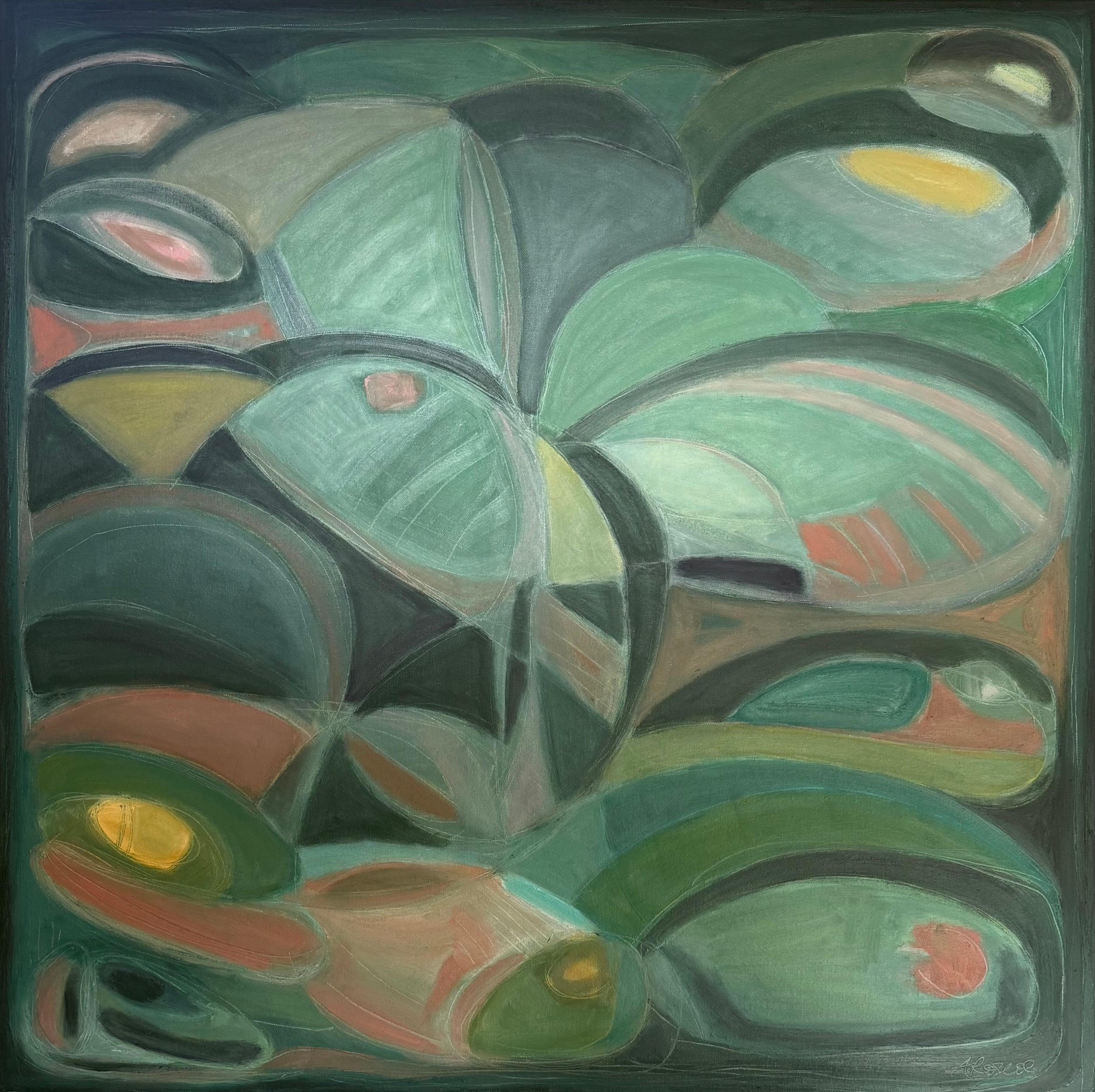 Forms and Flow no.1 & 2, diptych,  Abstract, Contemporary, landscape, nature - Painting by Alexa Roscoe