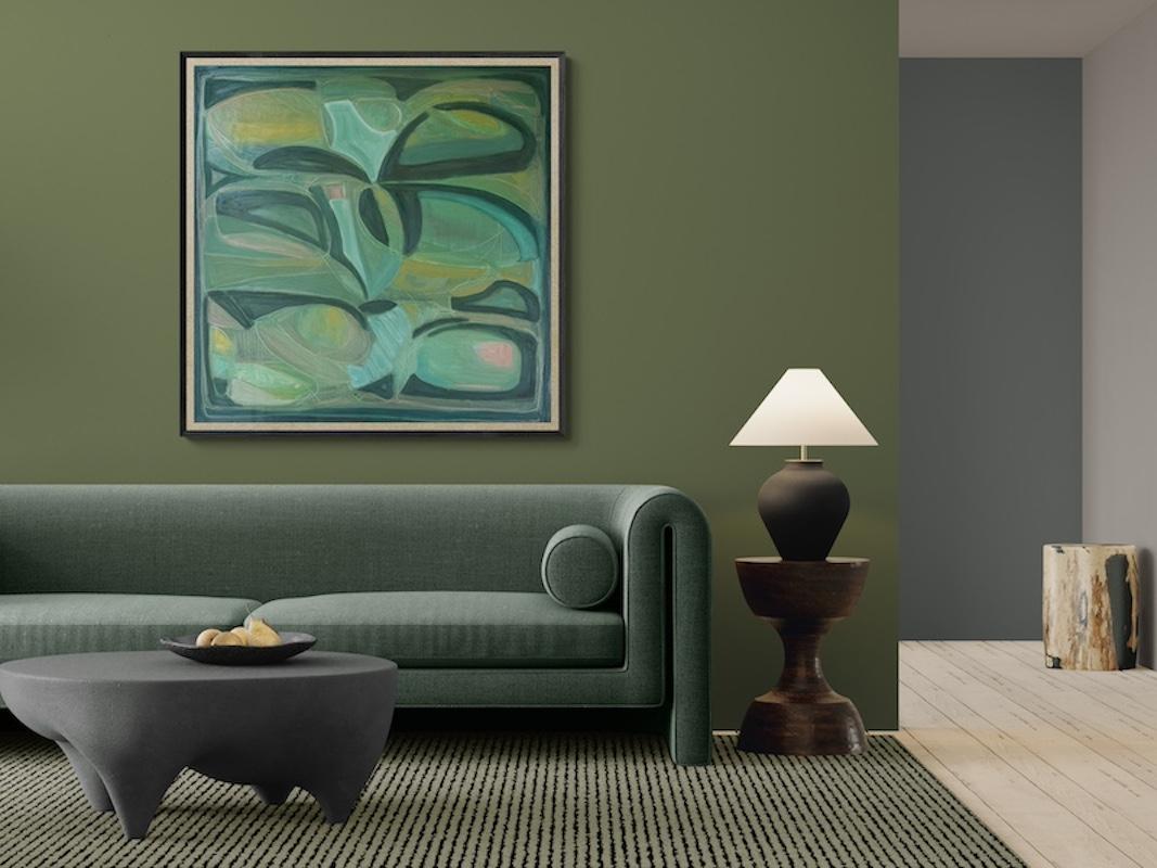 Forms and Flow No. 1 ist ein Original-Ölgemälde der Künstlerin Alexa Roscoe. Sie lässt sich von einem intuitiven Dialog zwischen Farbe, Form und organischen Formen leiten und lässt sich dabei von der sich verändernden Landschaft um sie herum