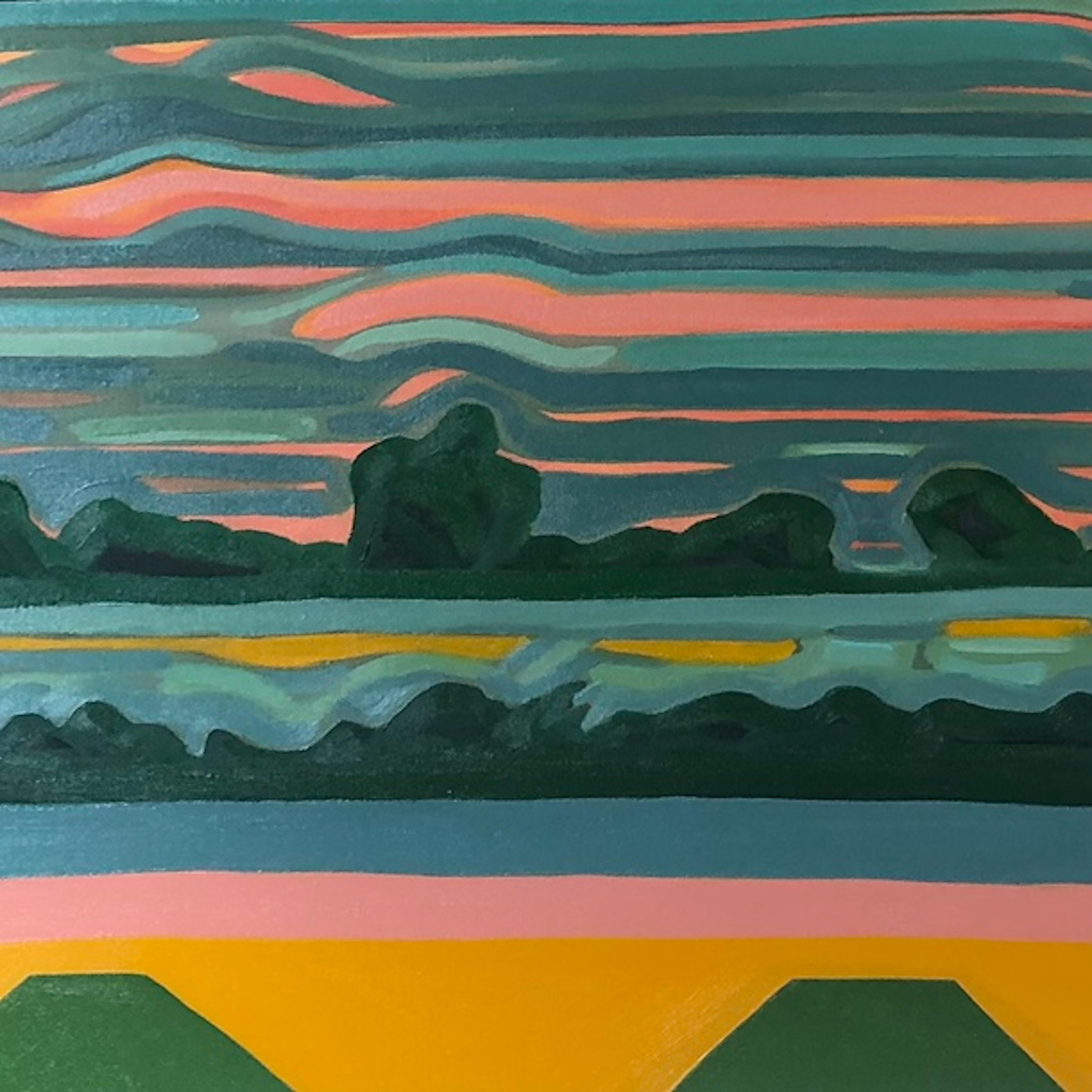Vista de la colina nº 1, Pintura paisajista contemporánea, Paisaje, Naturaleza, Pradera 4
