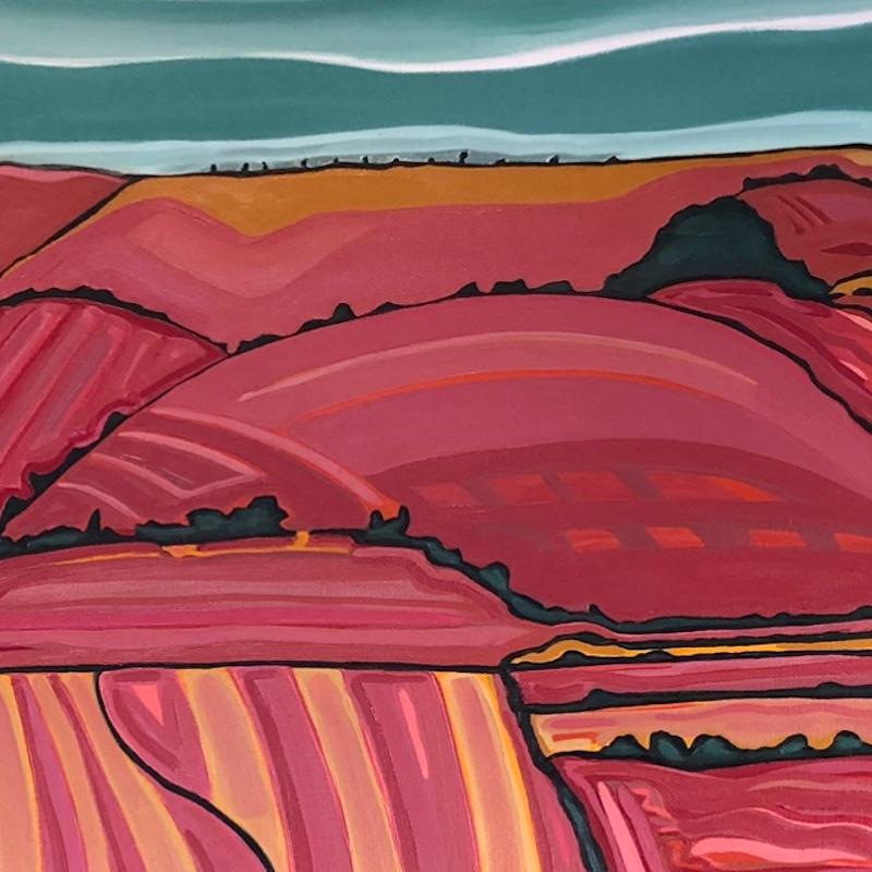 Over the Hills no.1 est une peinture originale de l'artiste Alexa Roscoe. Il s'agit d'une scène de paysage vibrante et audacieuse avec un sentiment amusant et fantaisiste.

INFORMATIONS COMPLÉMENTAIRES :
Peinture originale
Peinture à l'huile sur