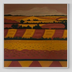 Into the Horizon no.1, Original Painting, Hills, Landscape, Fields, Orange