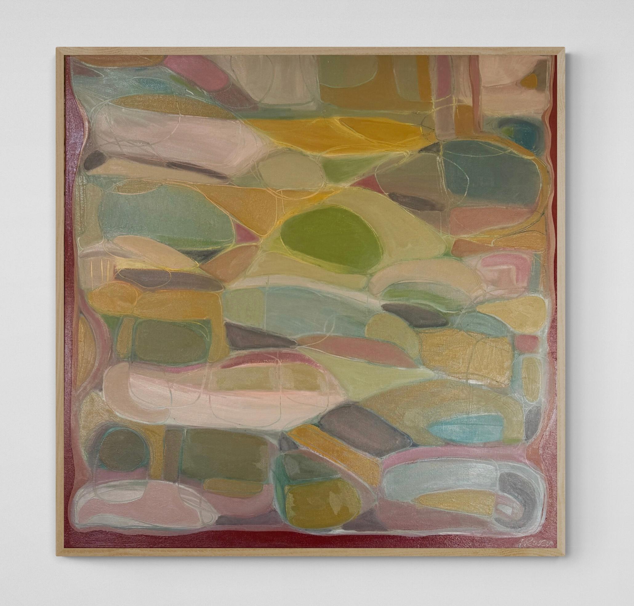 Flujo orgánico es un óleo original de la artista Alexa Roscoe. Este cuadro marca una nueva dirección en la práctica de Alexa Roscoe, en la que su profunda conexión con la tierra comienza a plasmarse en formas más abstractas e intuitivas. Mientras