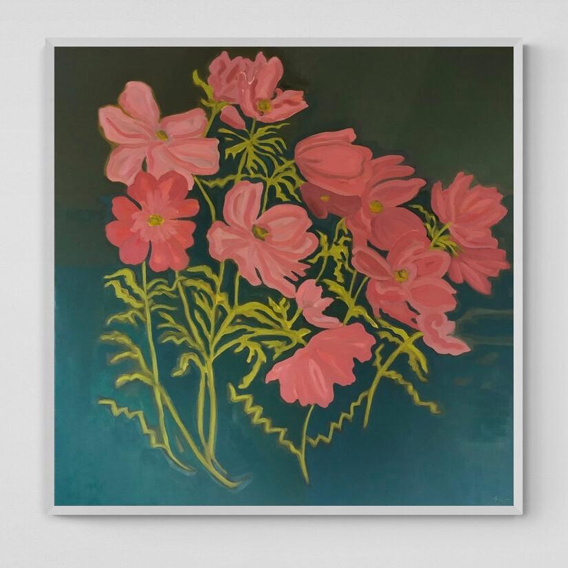 Rosa Anemone Nr. 1, Originalgemälde, zeitgenössisch, floral im Angebot 5