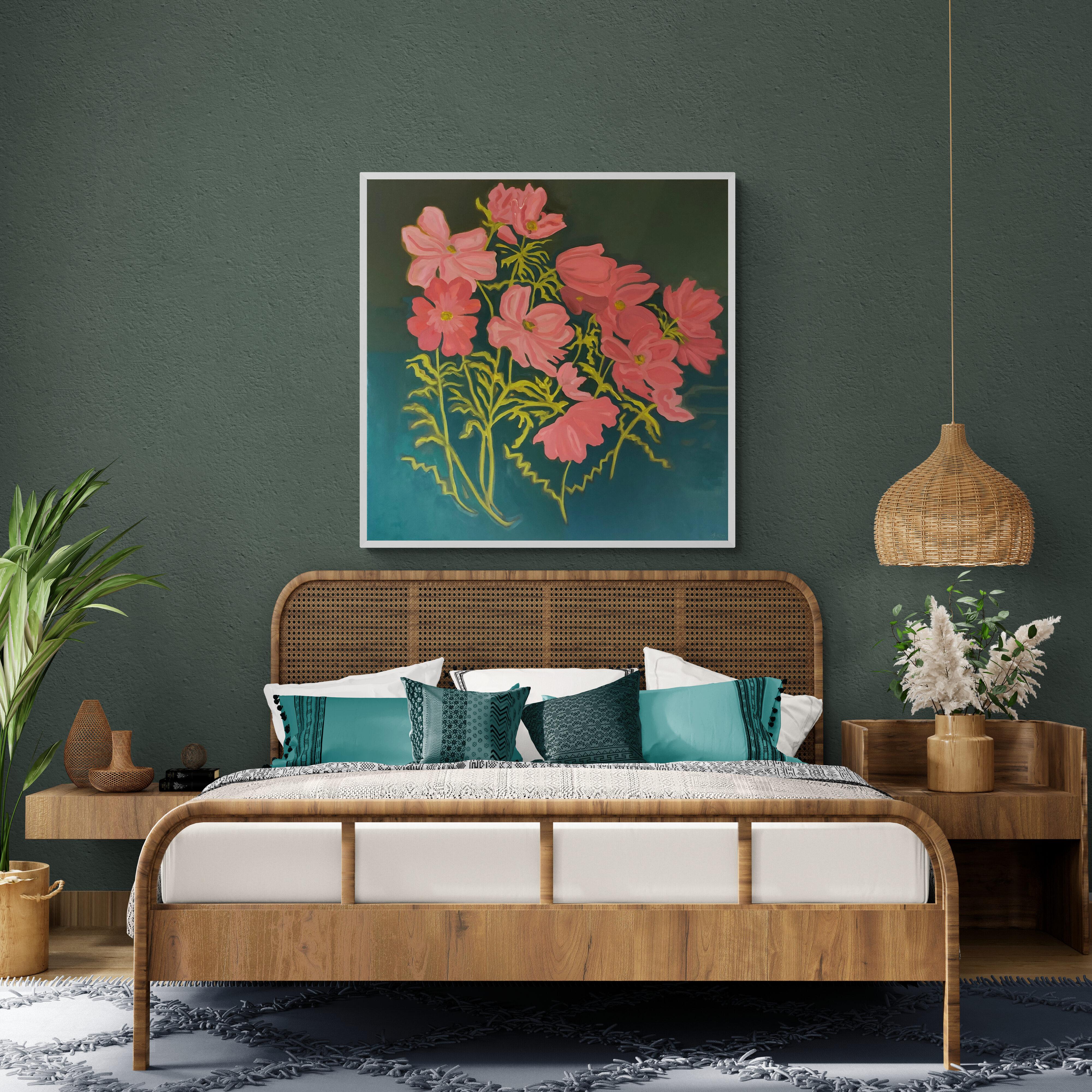 Rosa Anemone Nr. 1, Originalgemälde, zeitgenössisch, floral – Painting von Alexa Roscoe