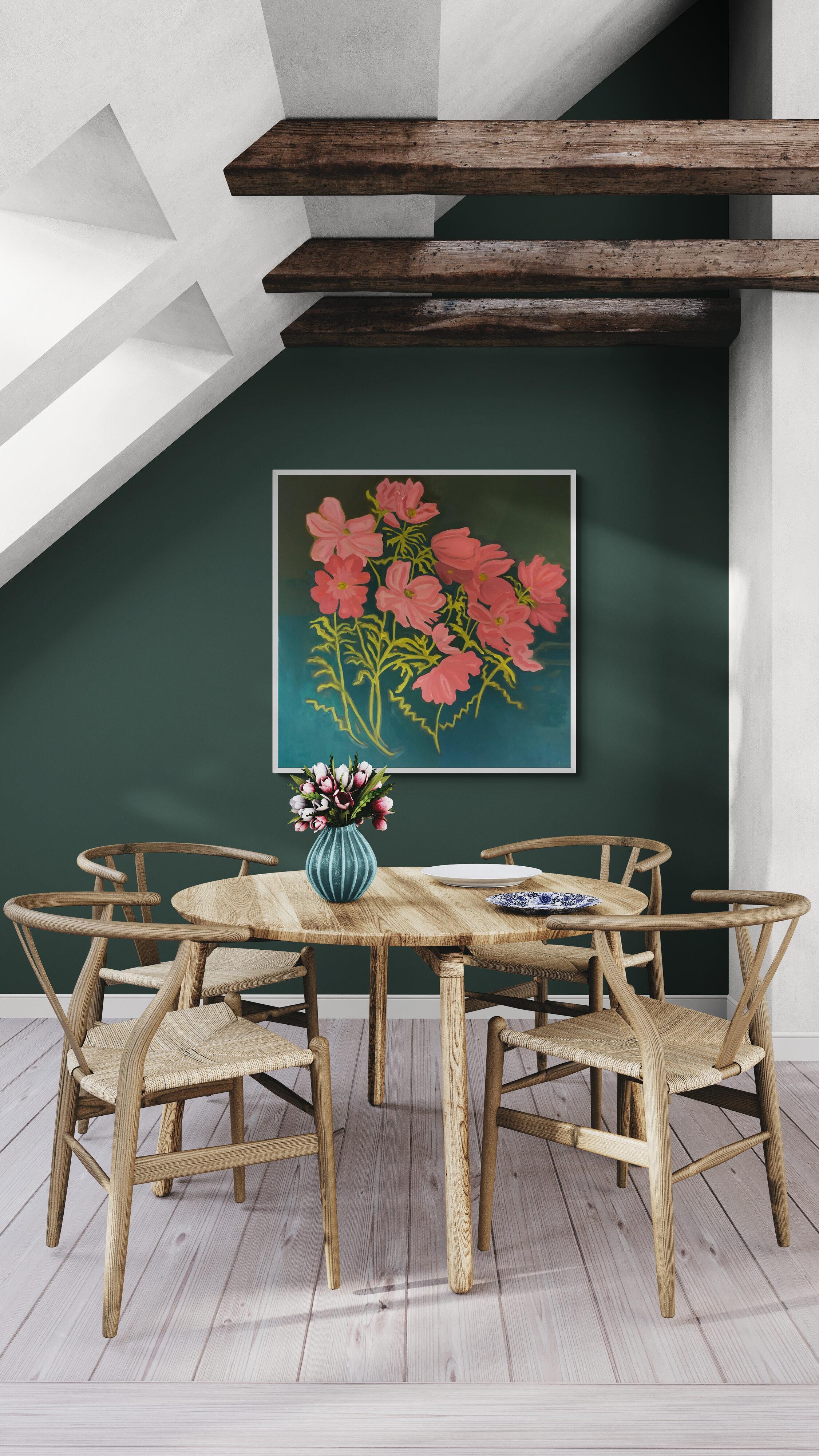 Rosa Anemone Nr. 1, Originalgemälde, zeitgenössisch, floral im Angebot 3