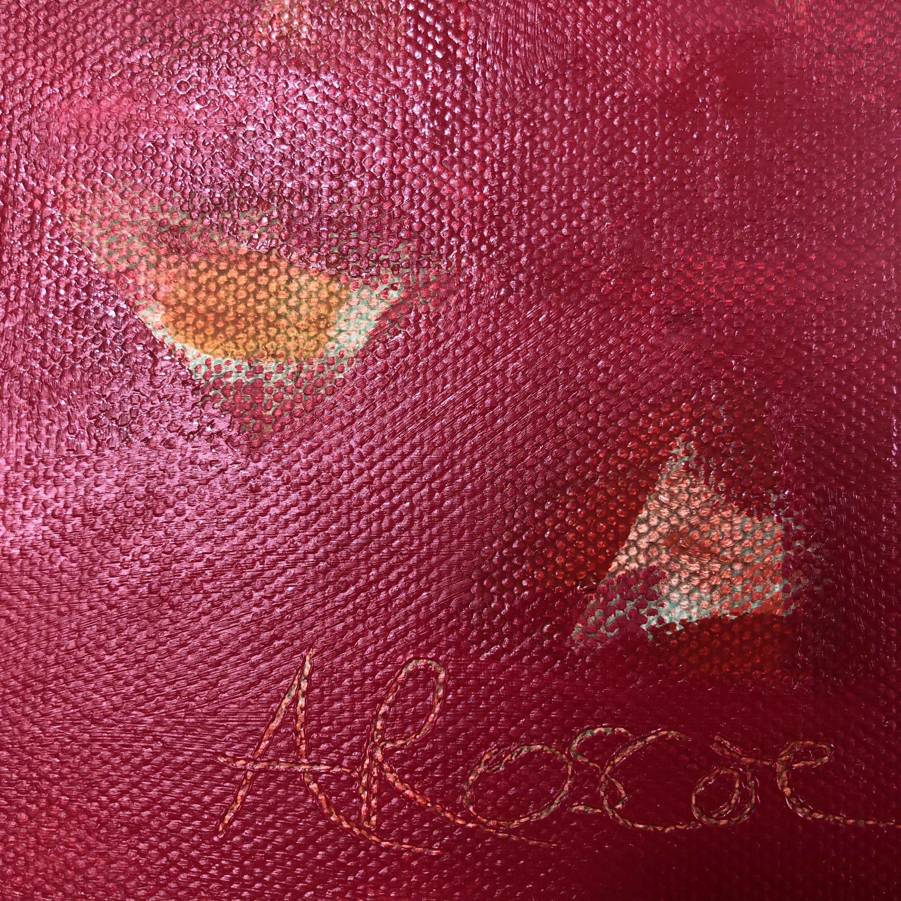 Rosa Horizontfelder, Originalgemälde, abstrakte Kunst, ländlich, rosa, helle Kunst im Angebot 3