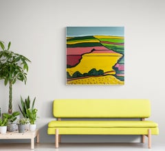 Rainbow Fields No. 1, landscape art, affordable art, original painting